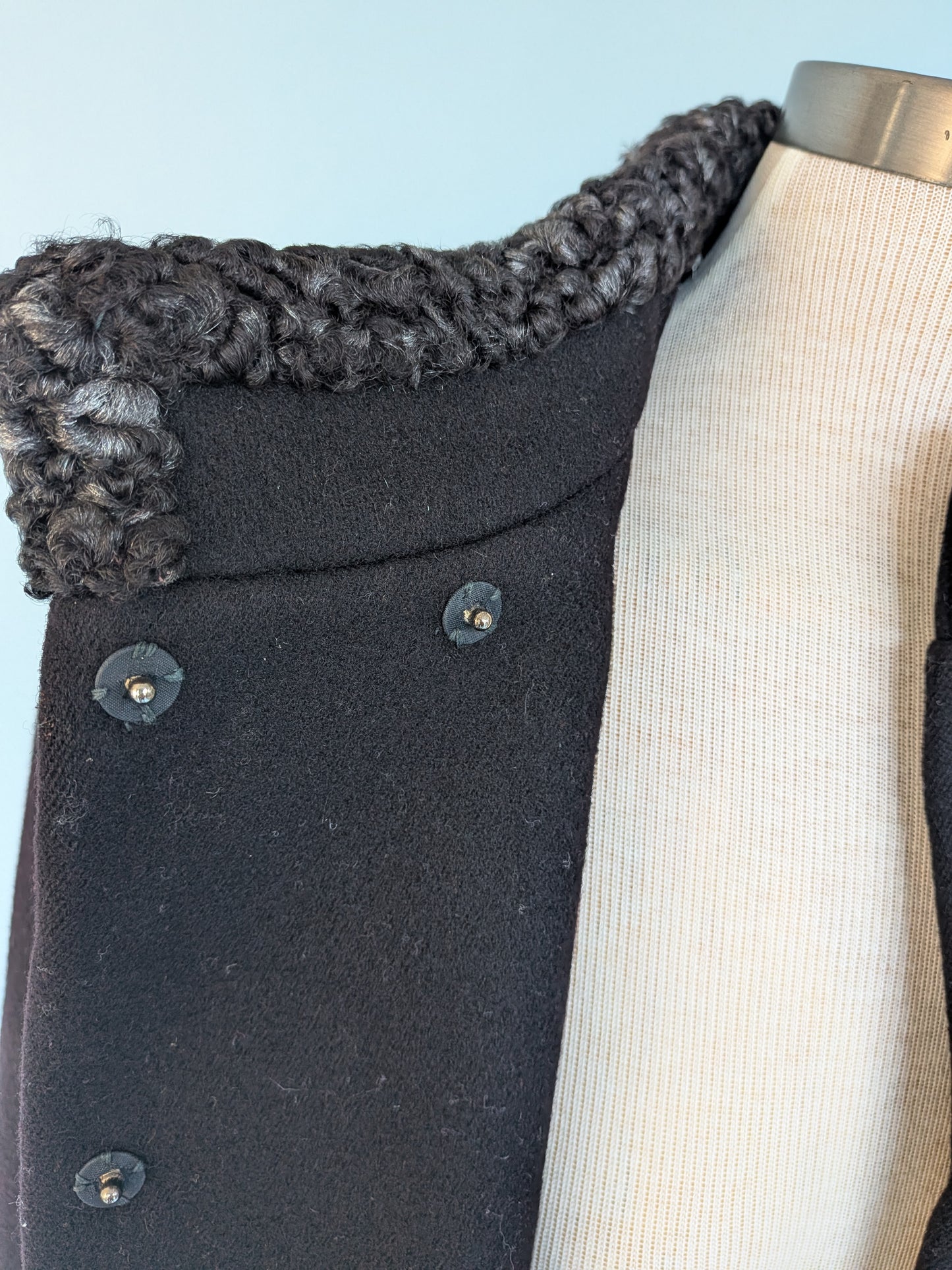 Vintage 1960s Golet Original Black Wool Structured Coat