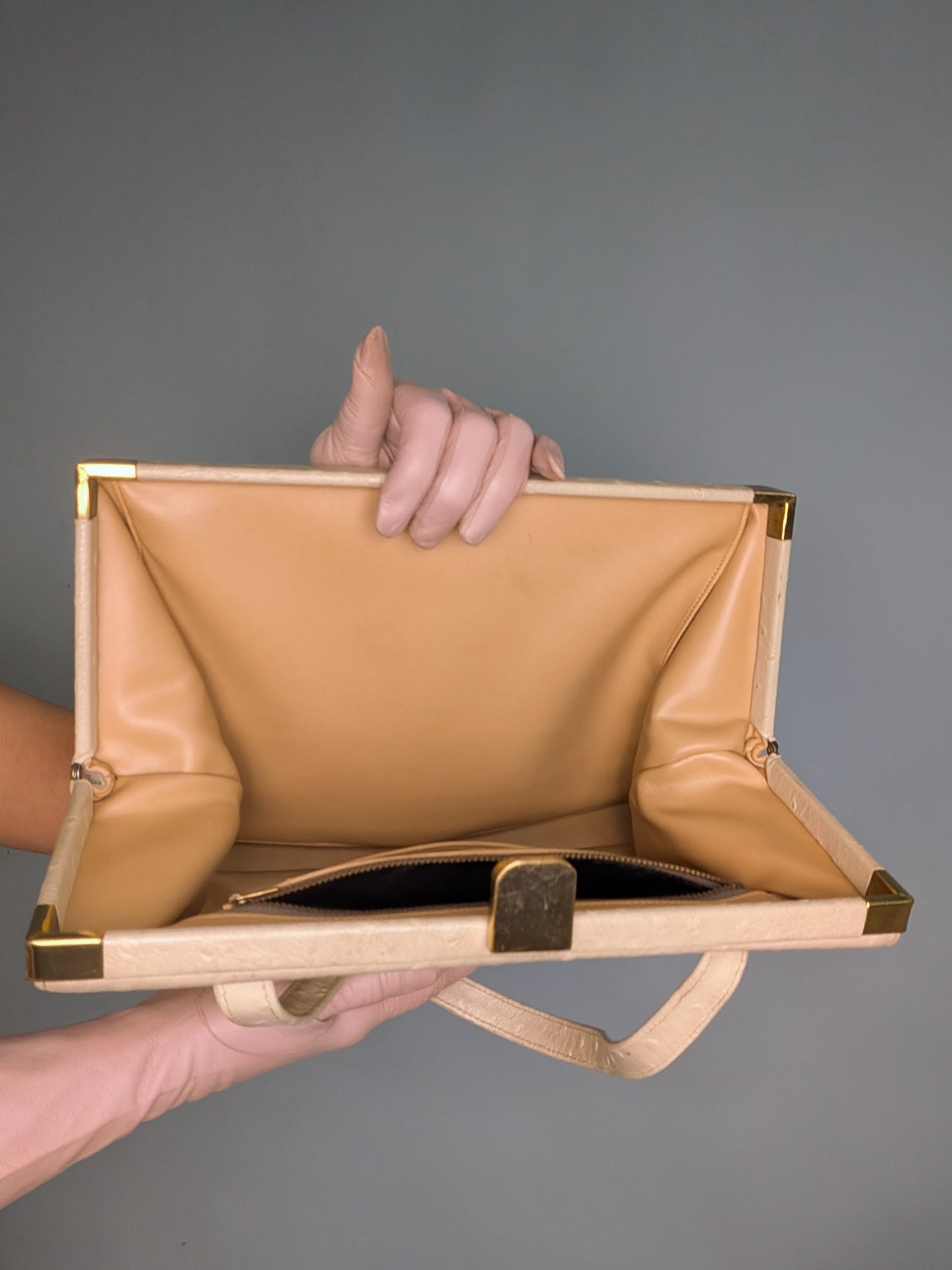 Vintage Mid-Century Lesco Lona Ostrich Handbag