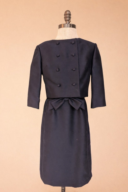 Vintage 1960's Navy Sheath Dress & Bolero Set