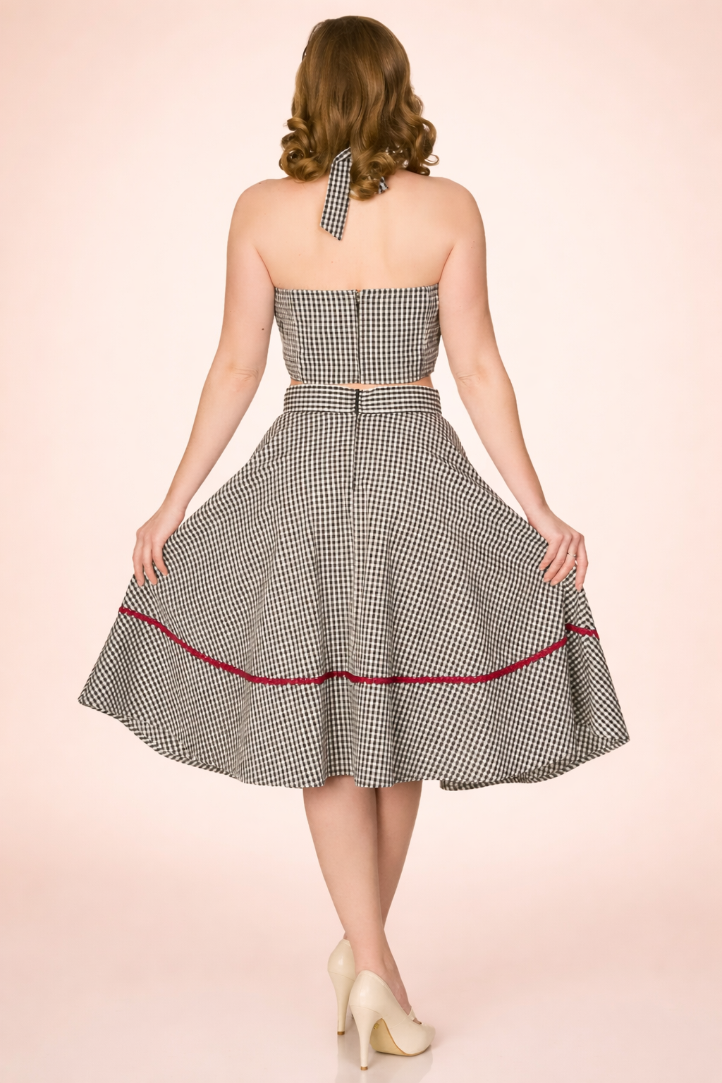 Black Gingham Cherry Hearts Skirt