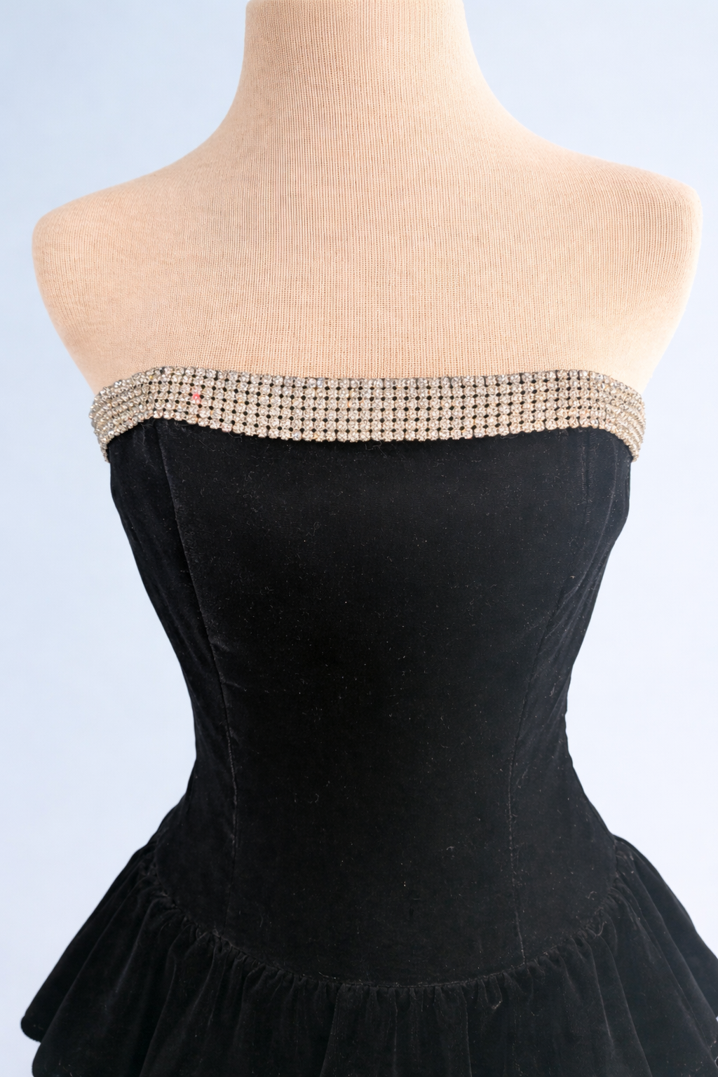 Vintage 1980s “Does 1940s” After Five by Julie Duroché Black Velvet Peplum Wiggle Dress