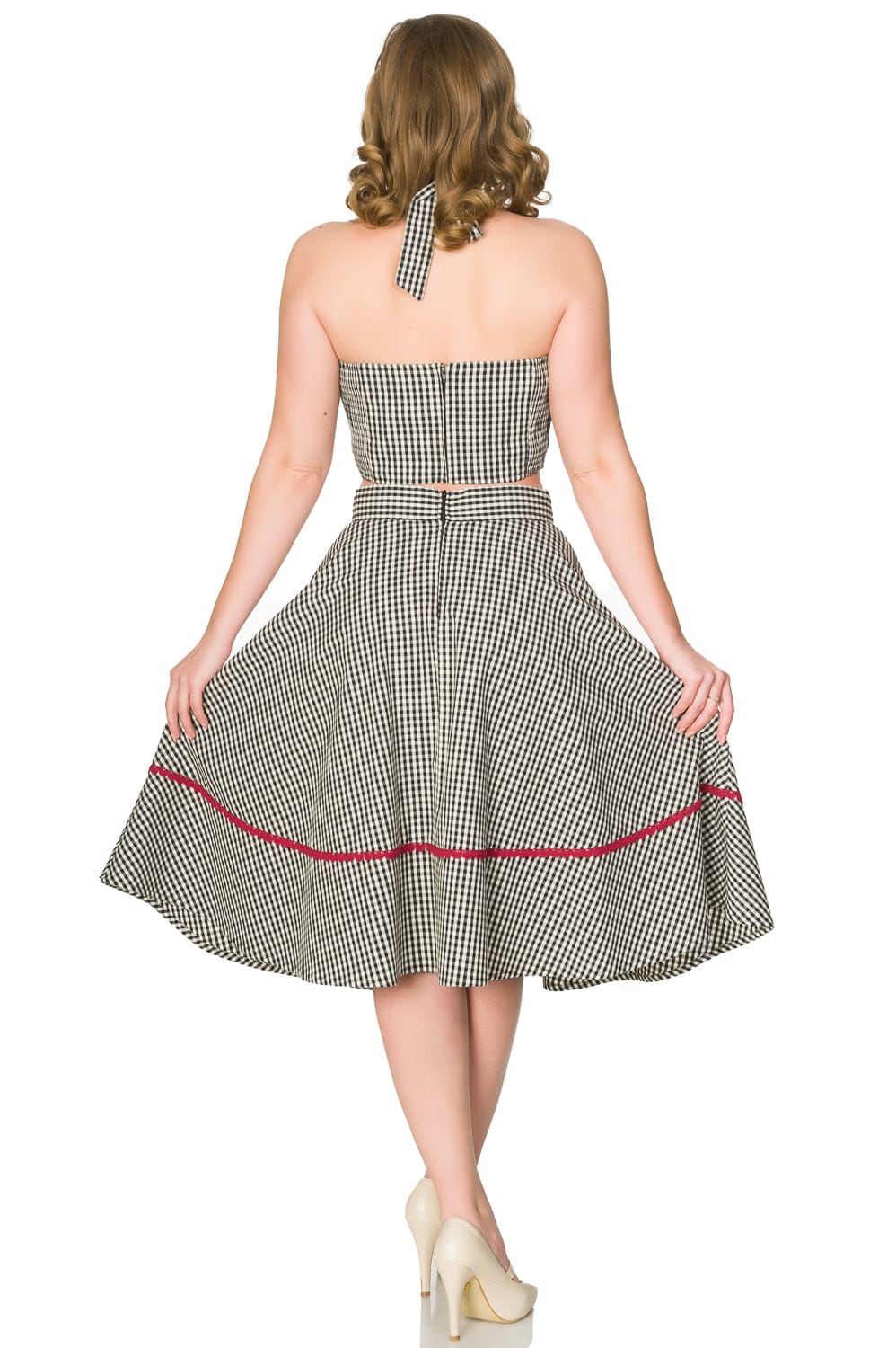 Black Gingham Cherry Hearts Skirt