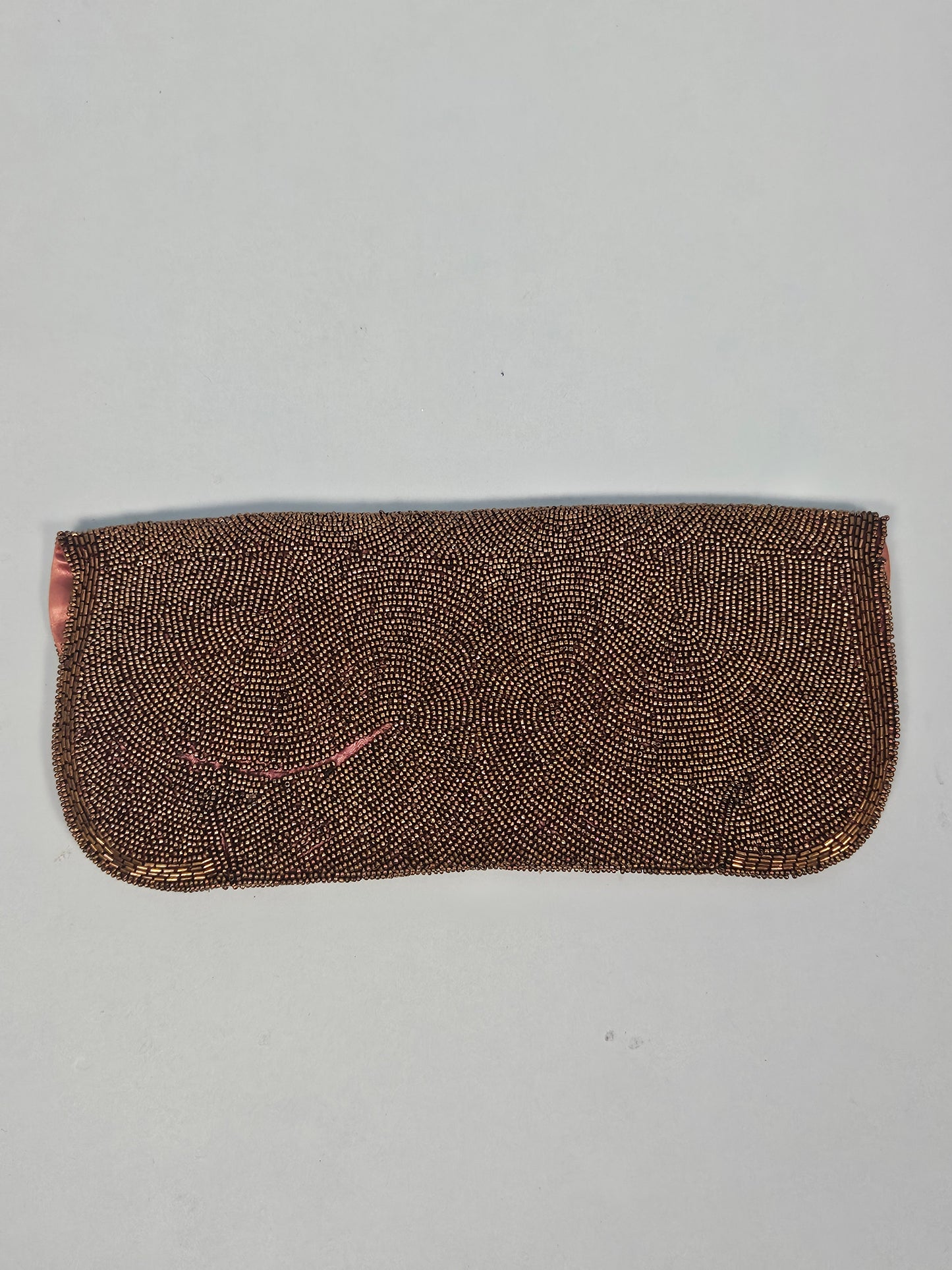 Vintage 1950s "Josef" Bronze Beaded Envelope Clutch