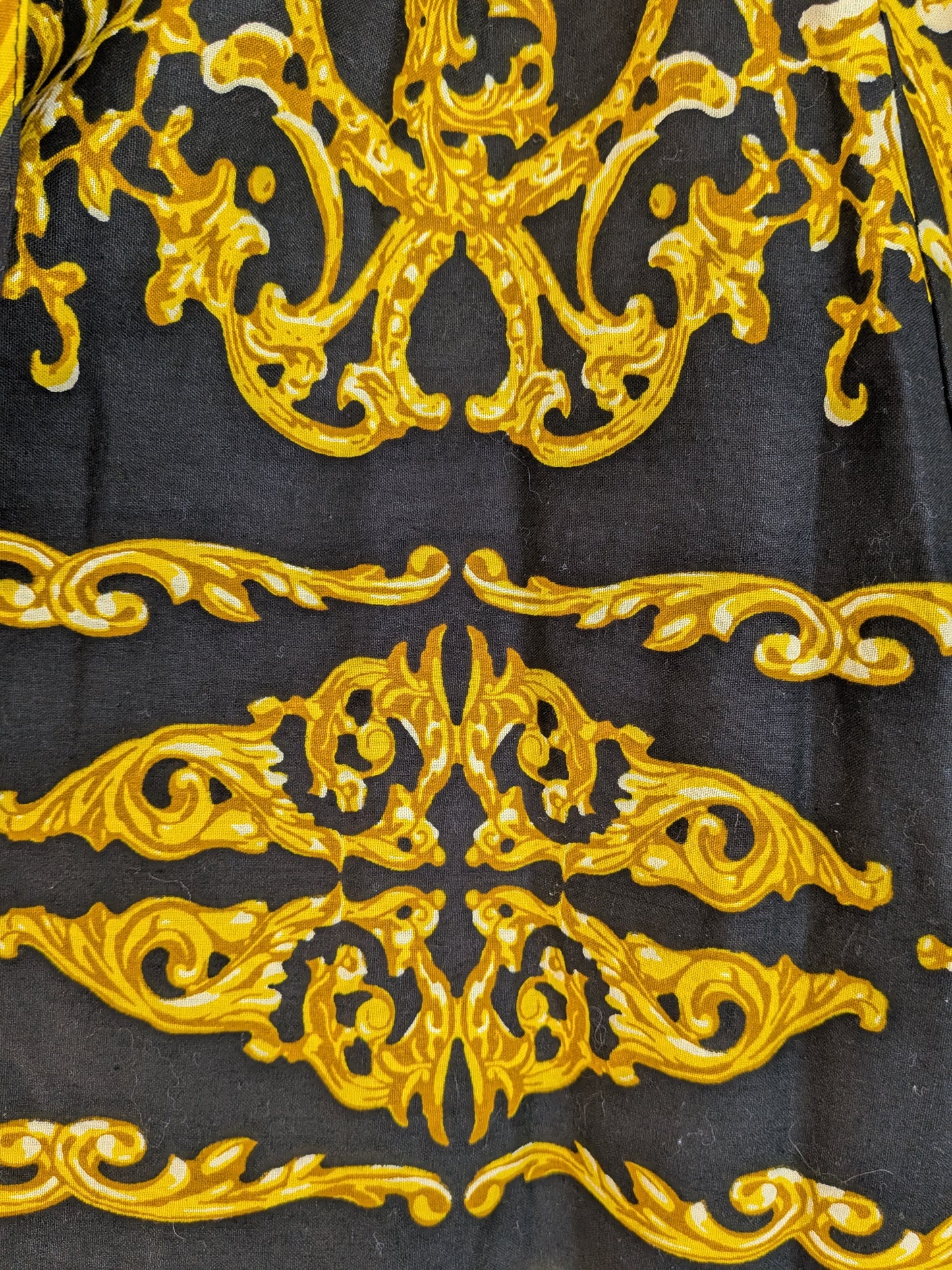 Black and Gold Baroque Print Skirt