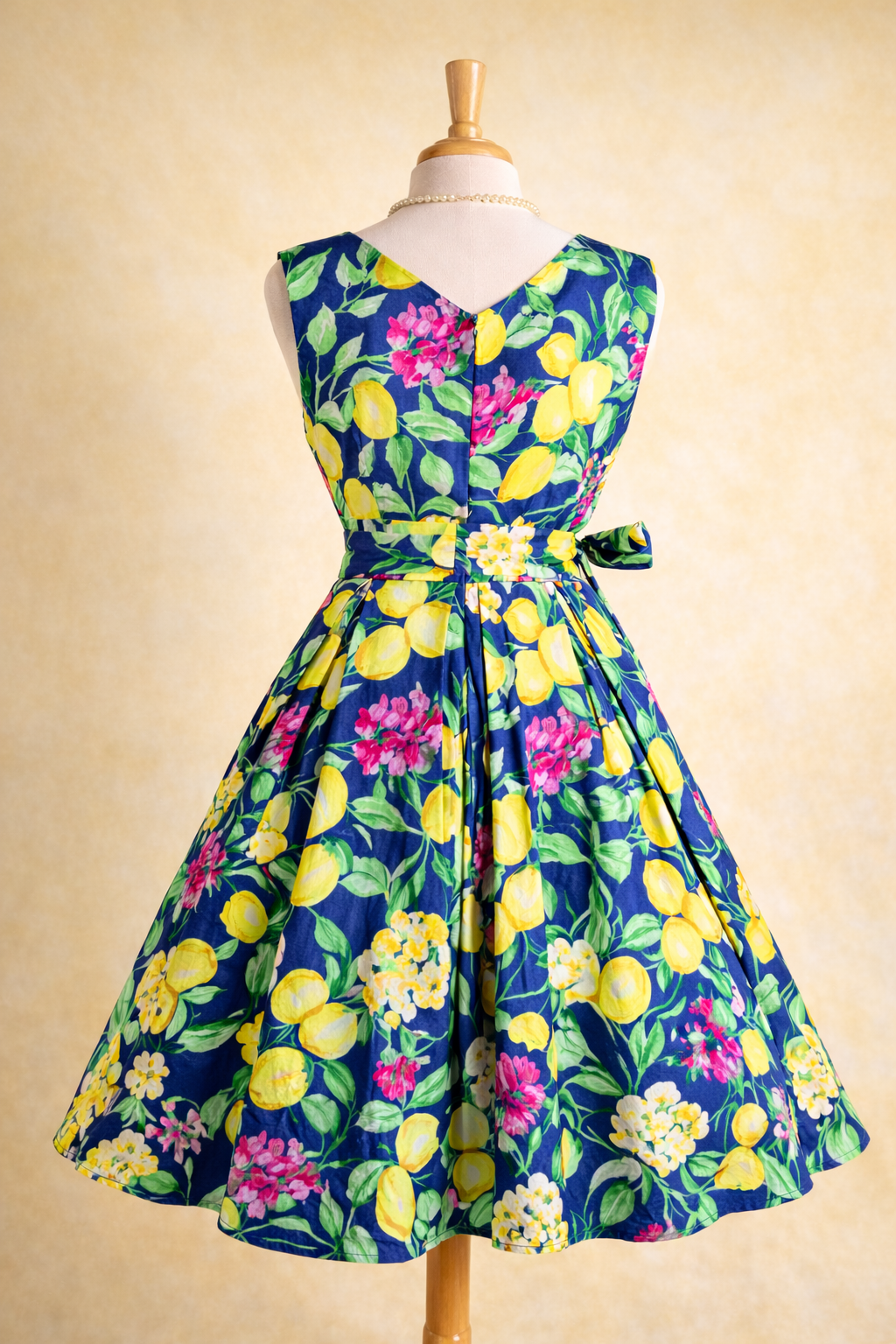 STYLE 1027 - 1950's Style Lemon Floral Fit & Flare Dress