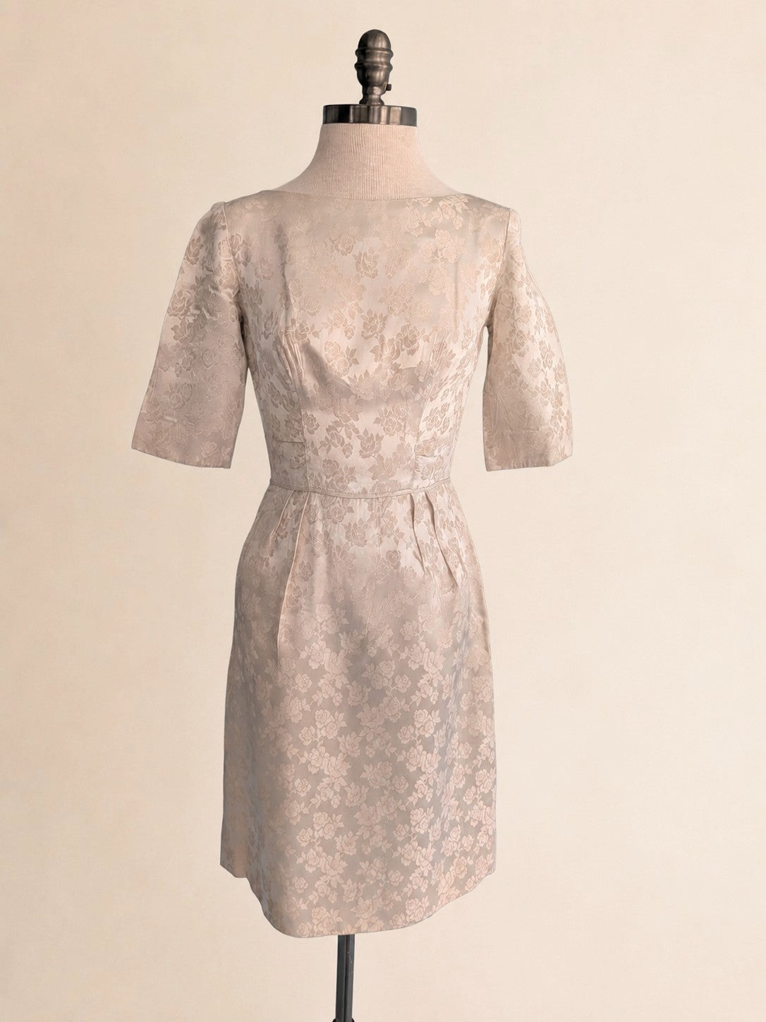 Vintage Mid-Century Champagne Brocade Dress