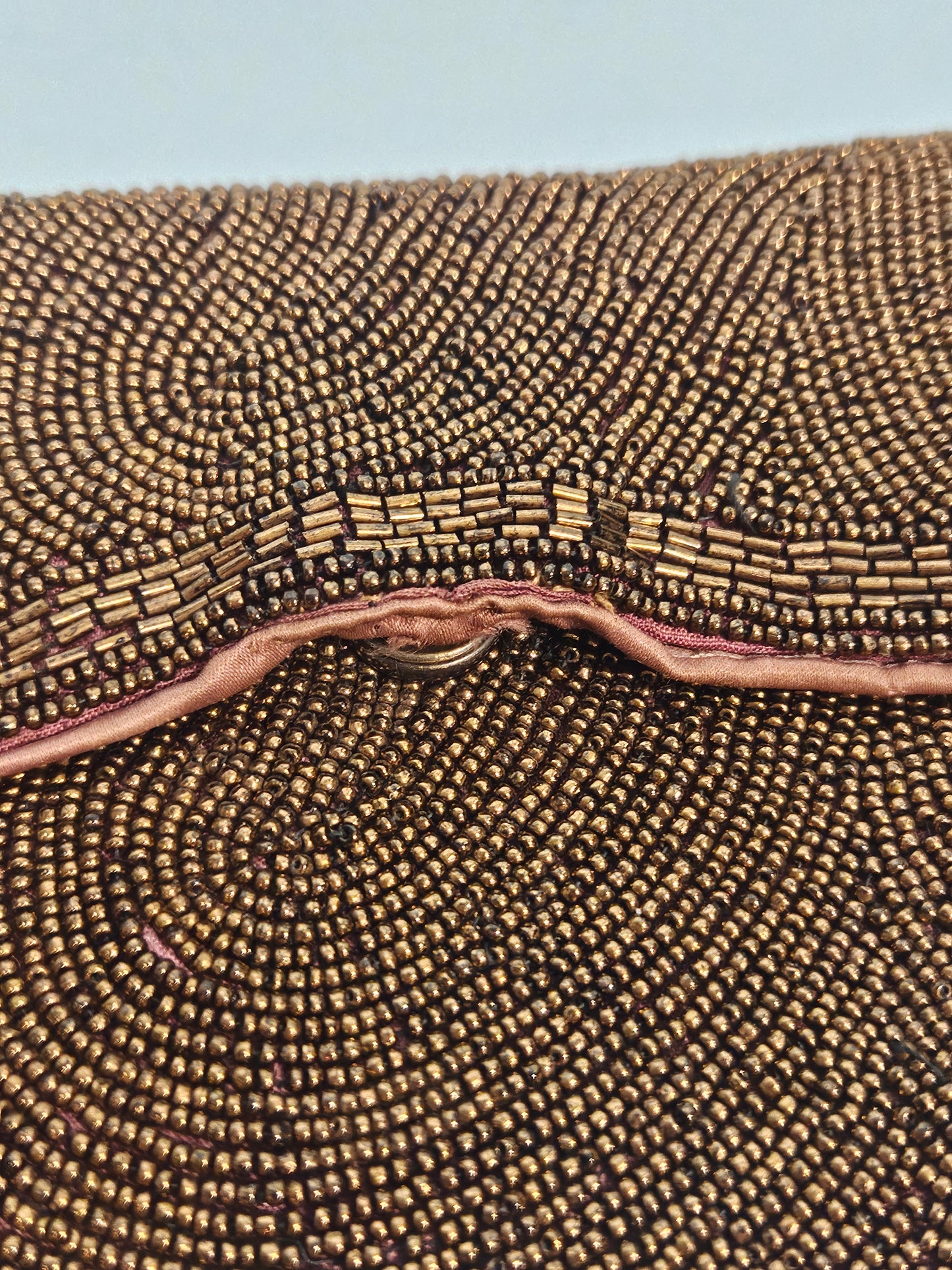 Vintage 1950s "Josef" Bronze Beaded Envelope Clutch