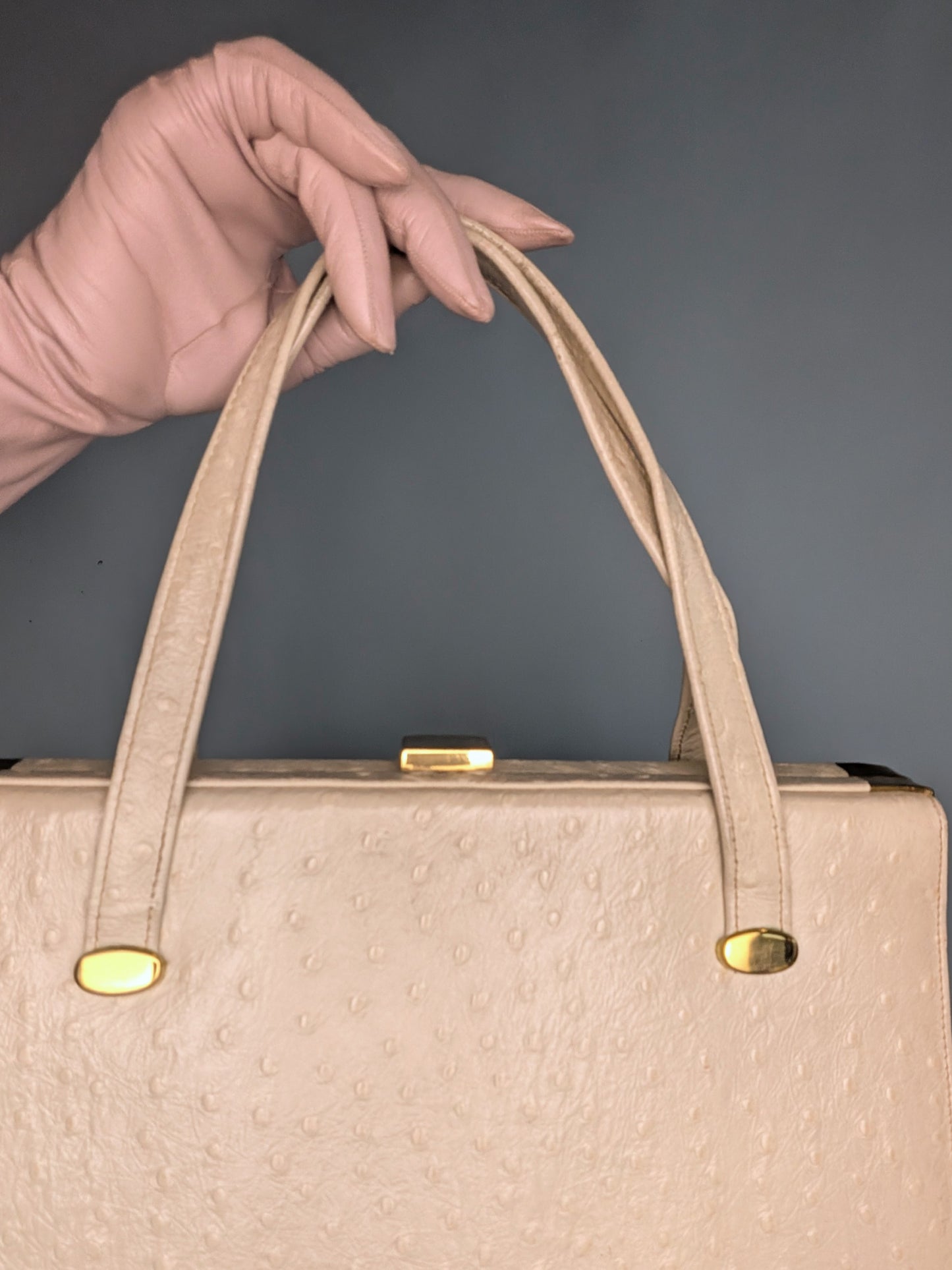Vintage Mid-Century Lesco Lona Ostrich Handbag