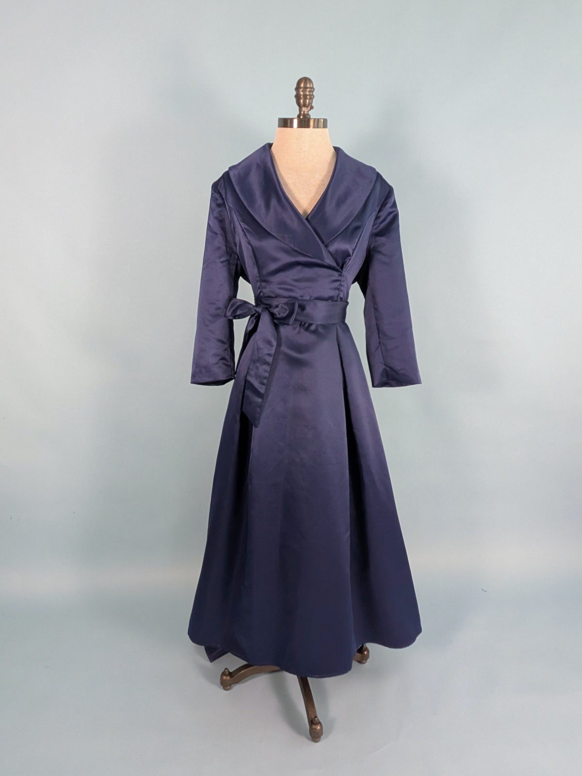 Vintage Style Navy Satin Gown