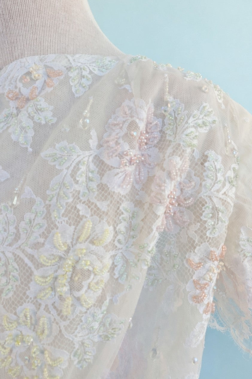 Vintage Beaded Lace Bolero Jacket