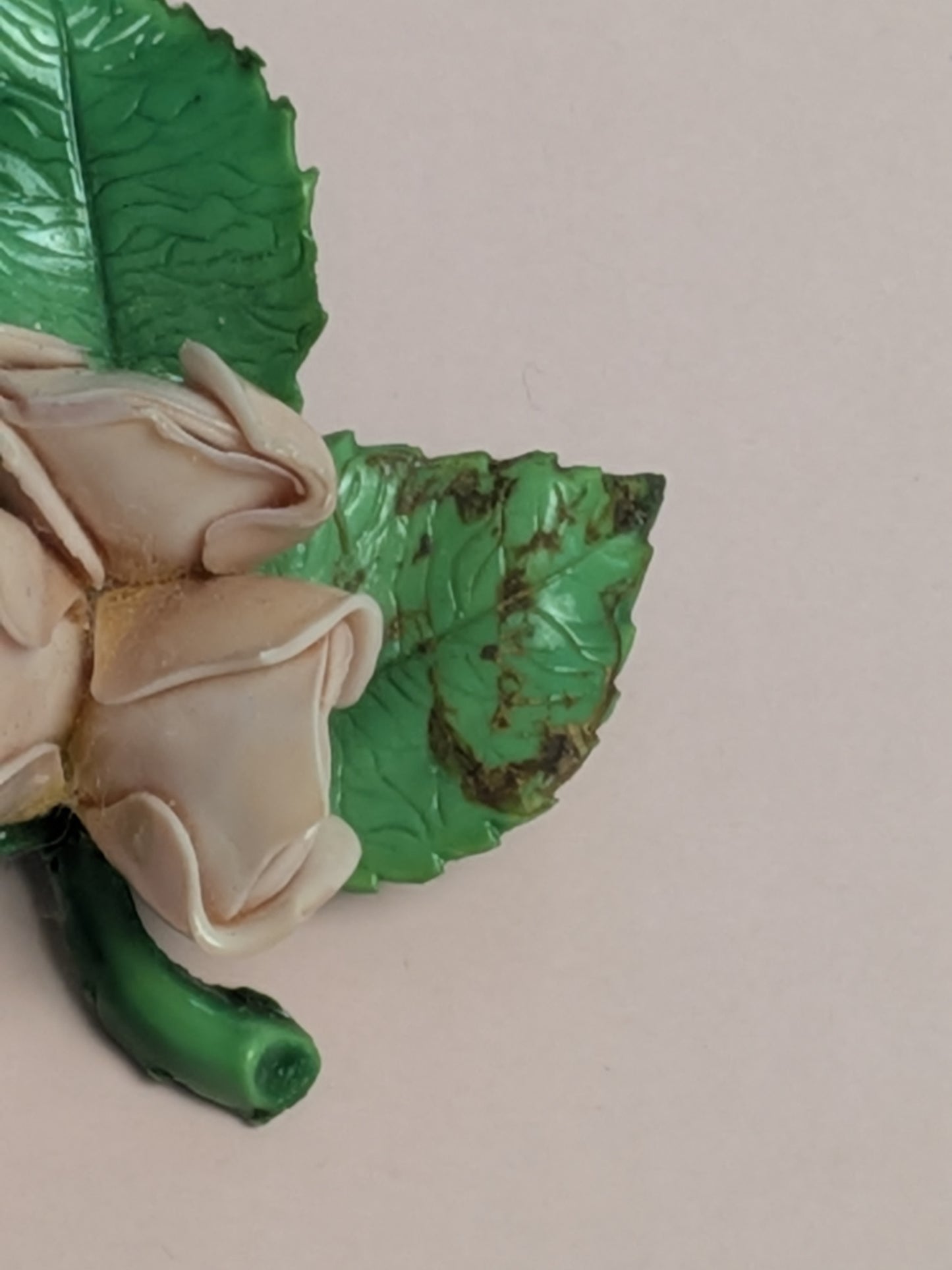 Vintage Mid-Century Rose Bud Leaf Brooch