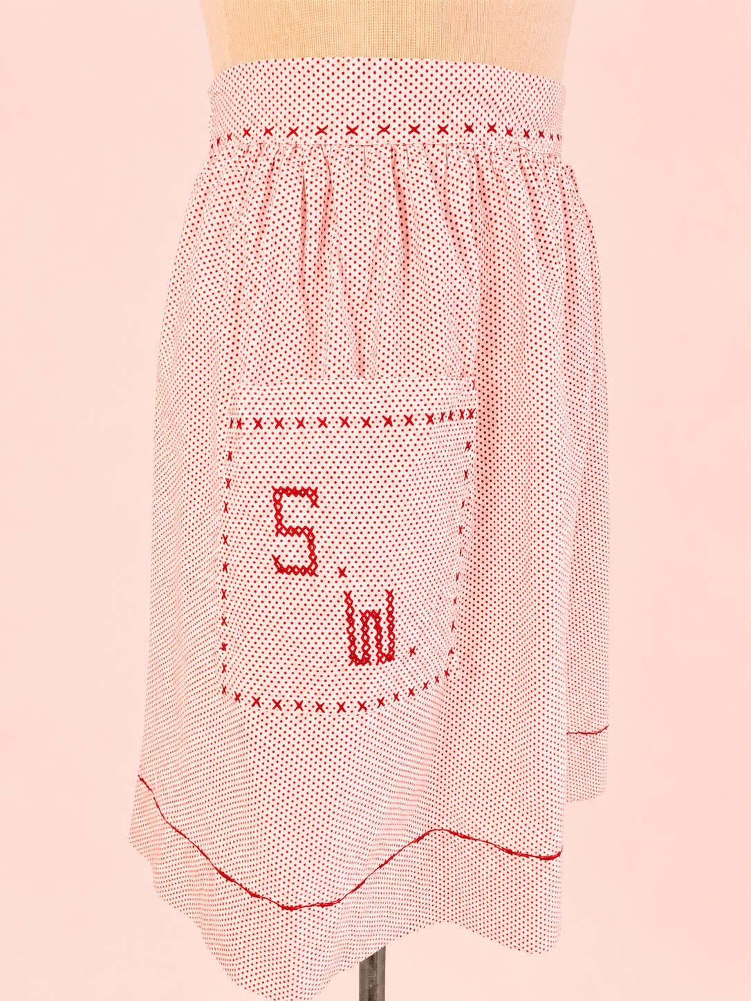 Vintage Mid-Century Red Ditzy Dot Apron