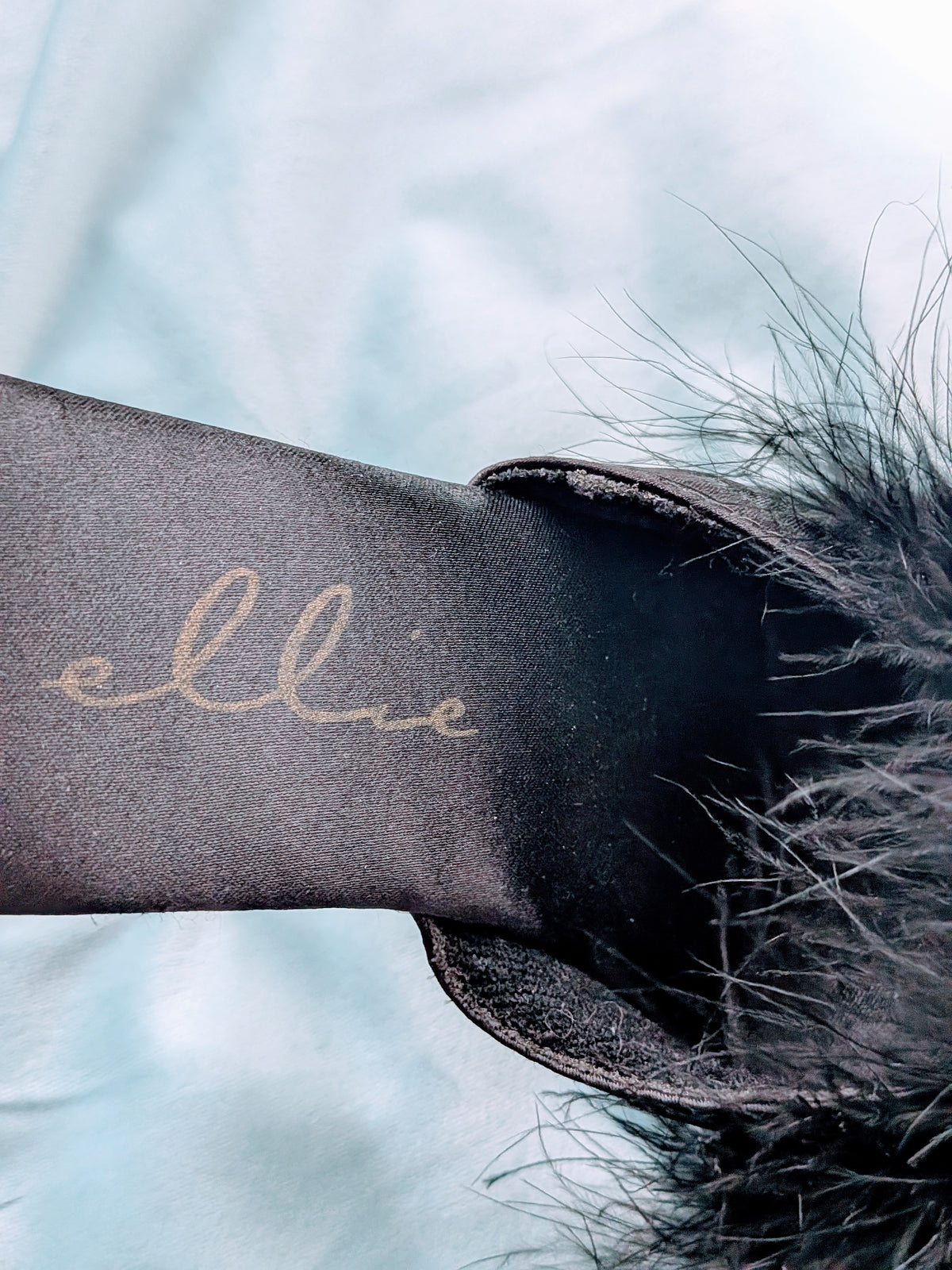 "Ellie" Black Marabou & Clear Lucite Mules