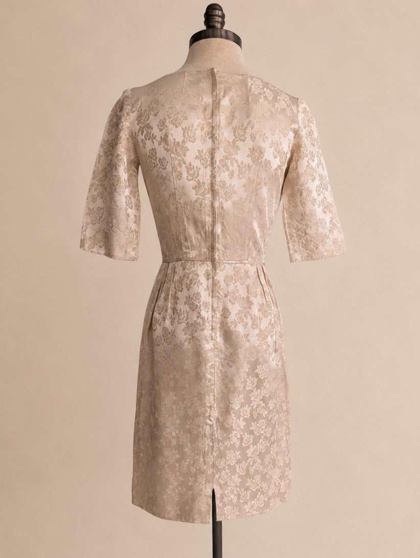 Vintage Mid-Century Champagne Brocade Dress