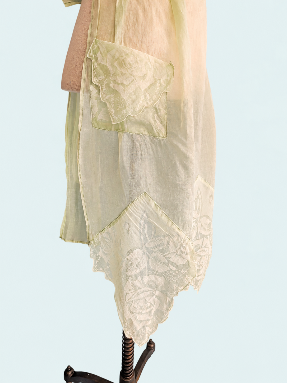 Vintage 1940s Sheer Green Apron