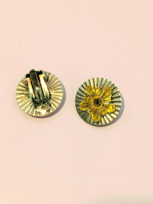 Vintage 1950s-1960s Golden Starburst Flower Earrings