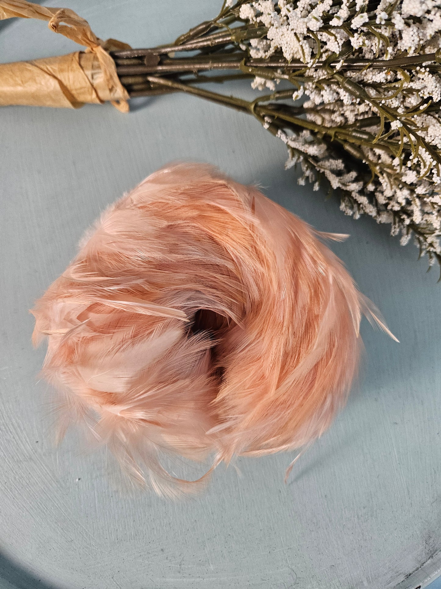 Vintage 1950s Pink Feather Fringe Headband