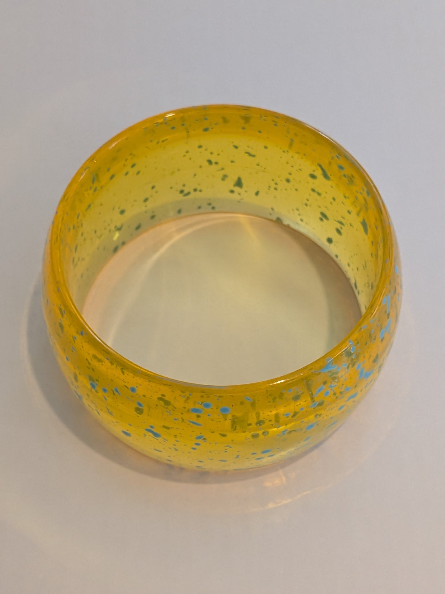 Translucent Amber Blue Speckled Bangle
