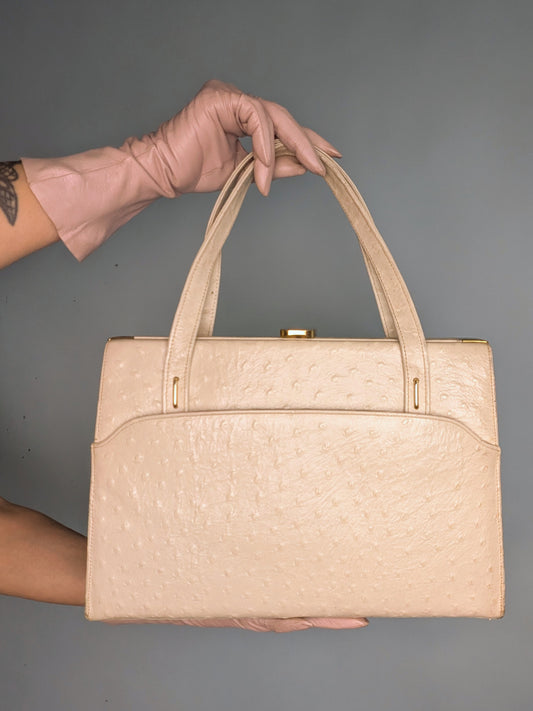 Vintage Mid-Century Lesco Lona Ostrich Handbag
