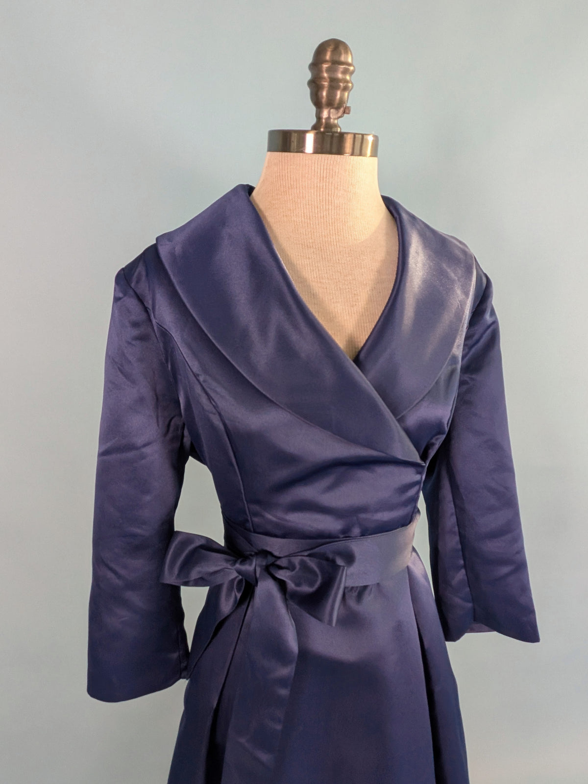 Vintage Style Navy Satin Gown