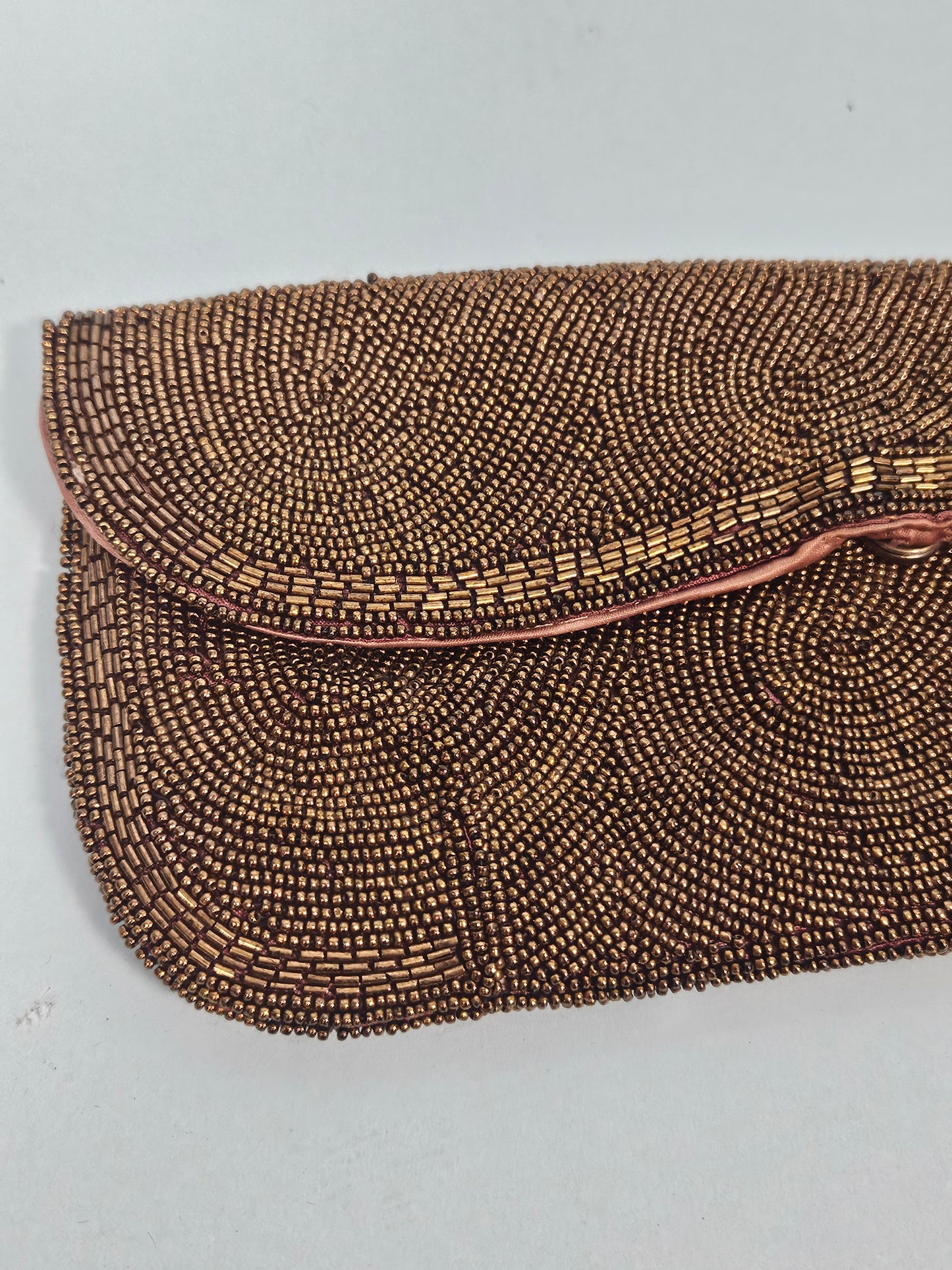 Vintage 1950s "Josef" Bronze Beaded Envelope Clutch