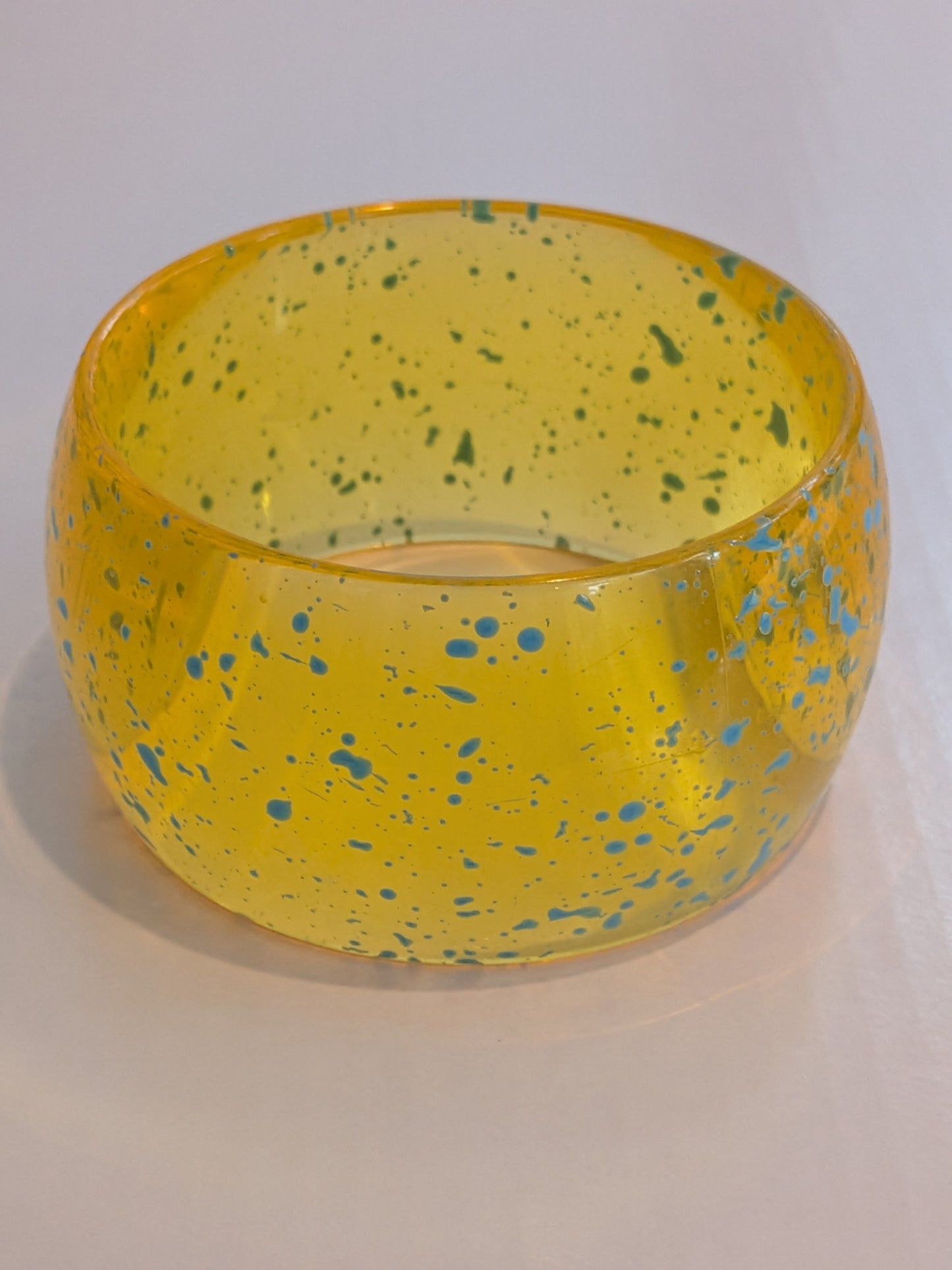 Translucent Amber Blue Speckled Bangle