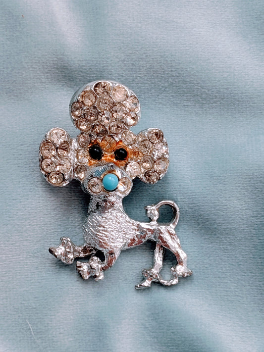Vintage Mid-Century Silvertone Poodle Brooch