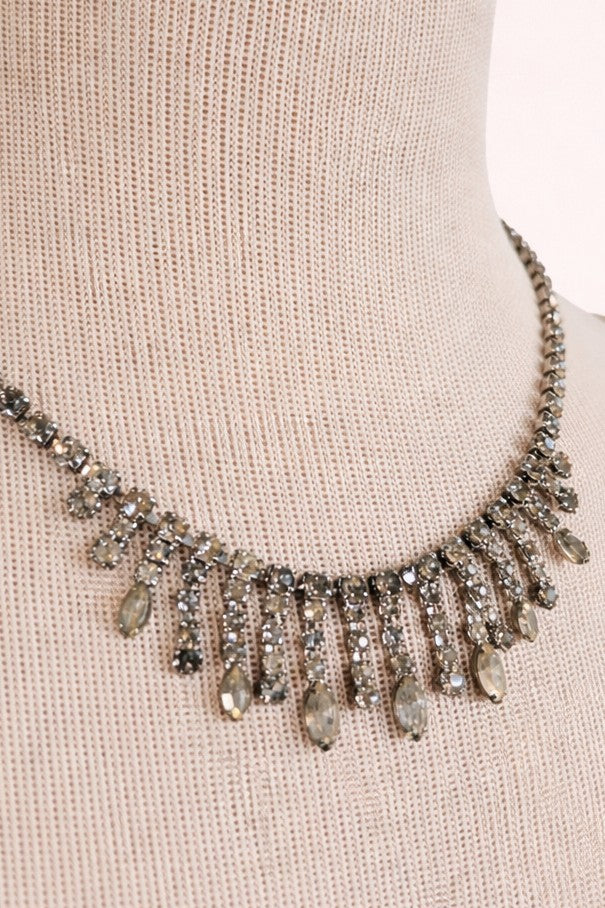 Vintage 1950s Cascade Rhinestone Necklace