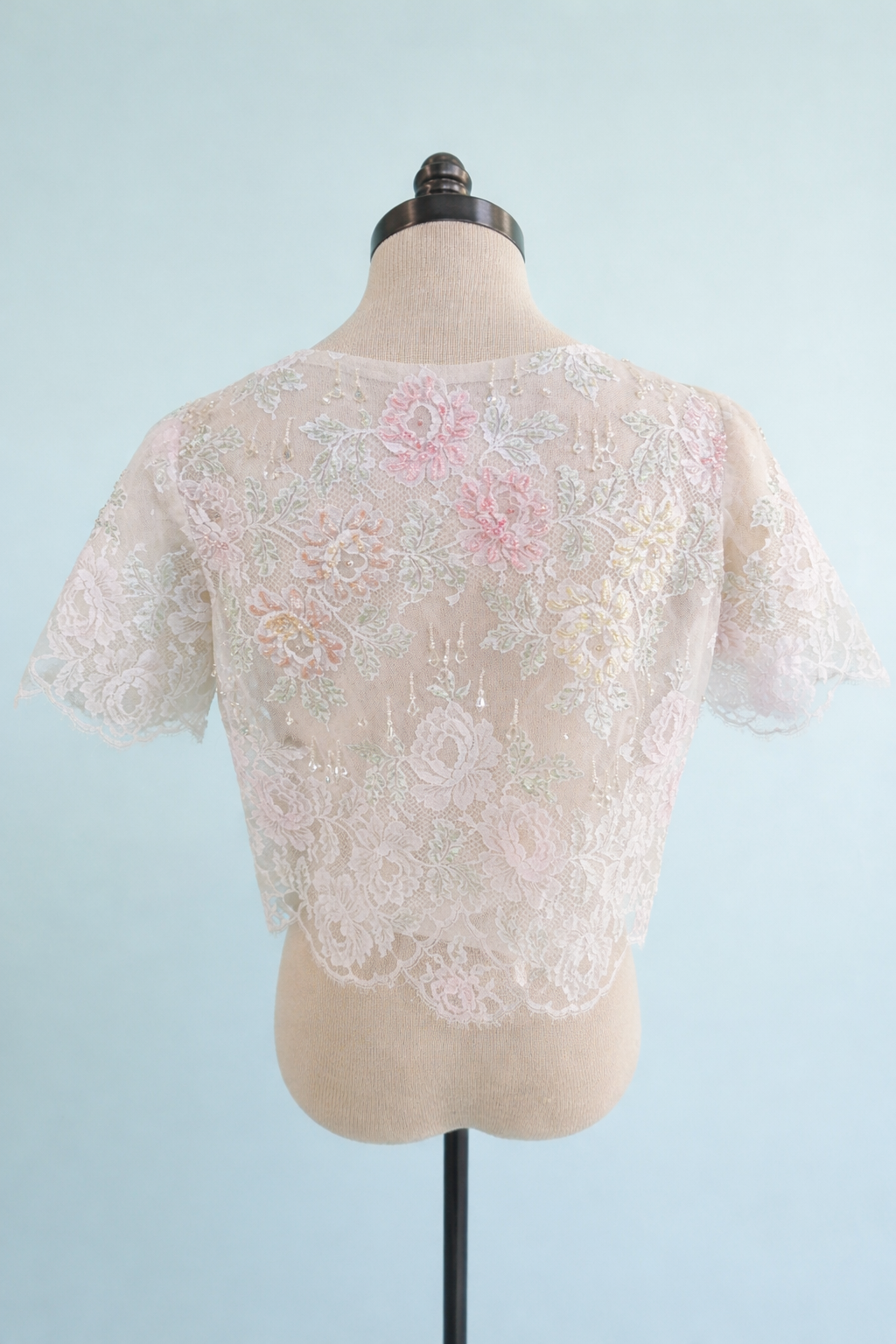 Vintage Beaded Lace Bolero Jacket