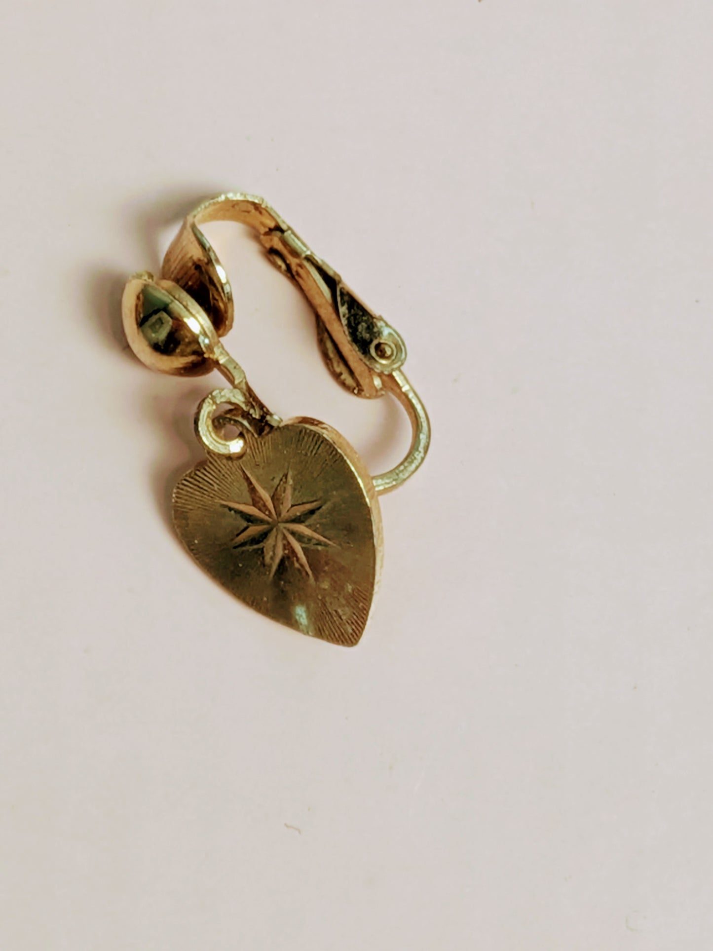 Vintage Mid-Century Golden Heart Starburst Earrings