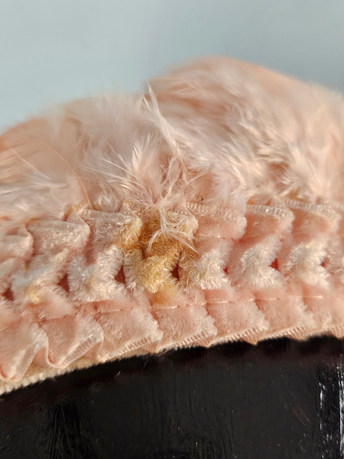 Vintage 1950s Pink Feather Fringe Headband