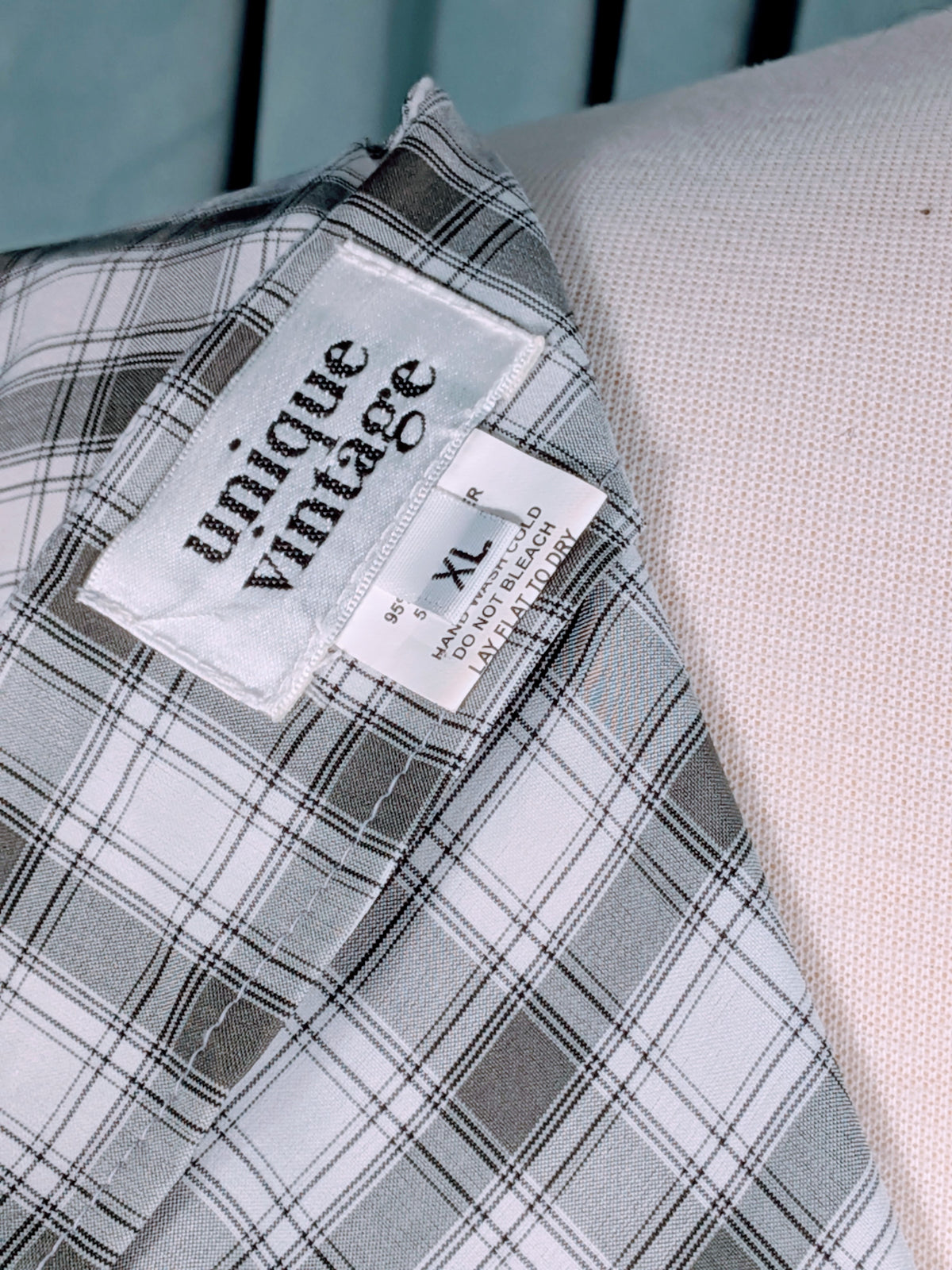 Unique Vintage Gray Plaid Dress w/ Belt