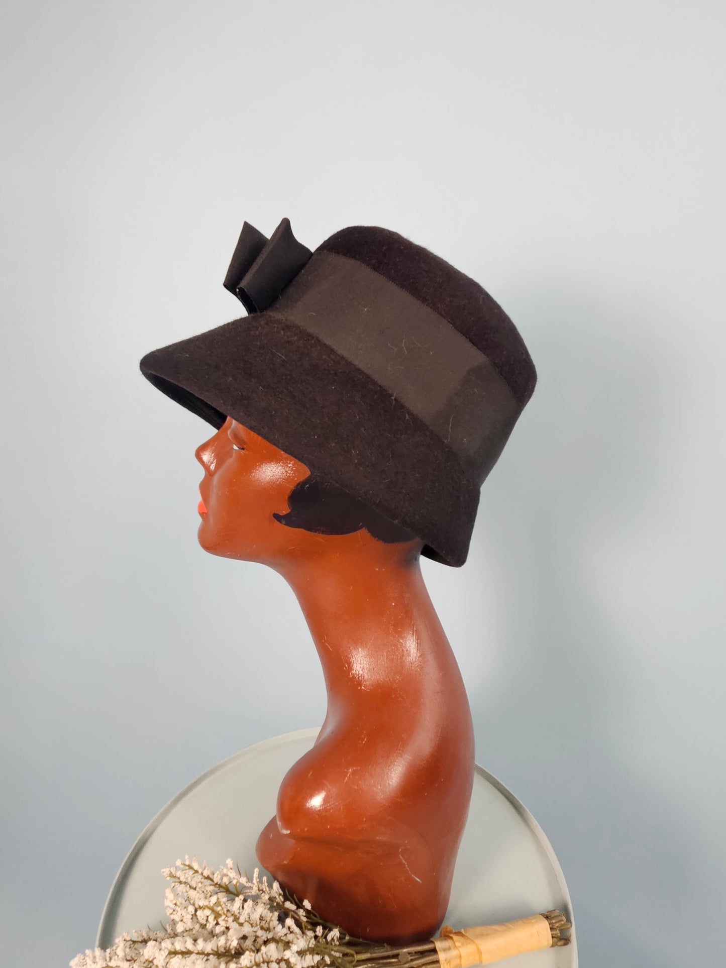 1950s-1960s Michell Black Lampshade Hat