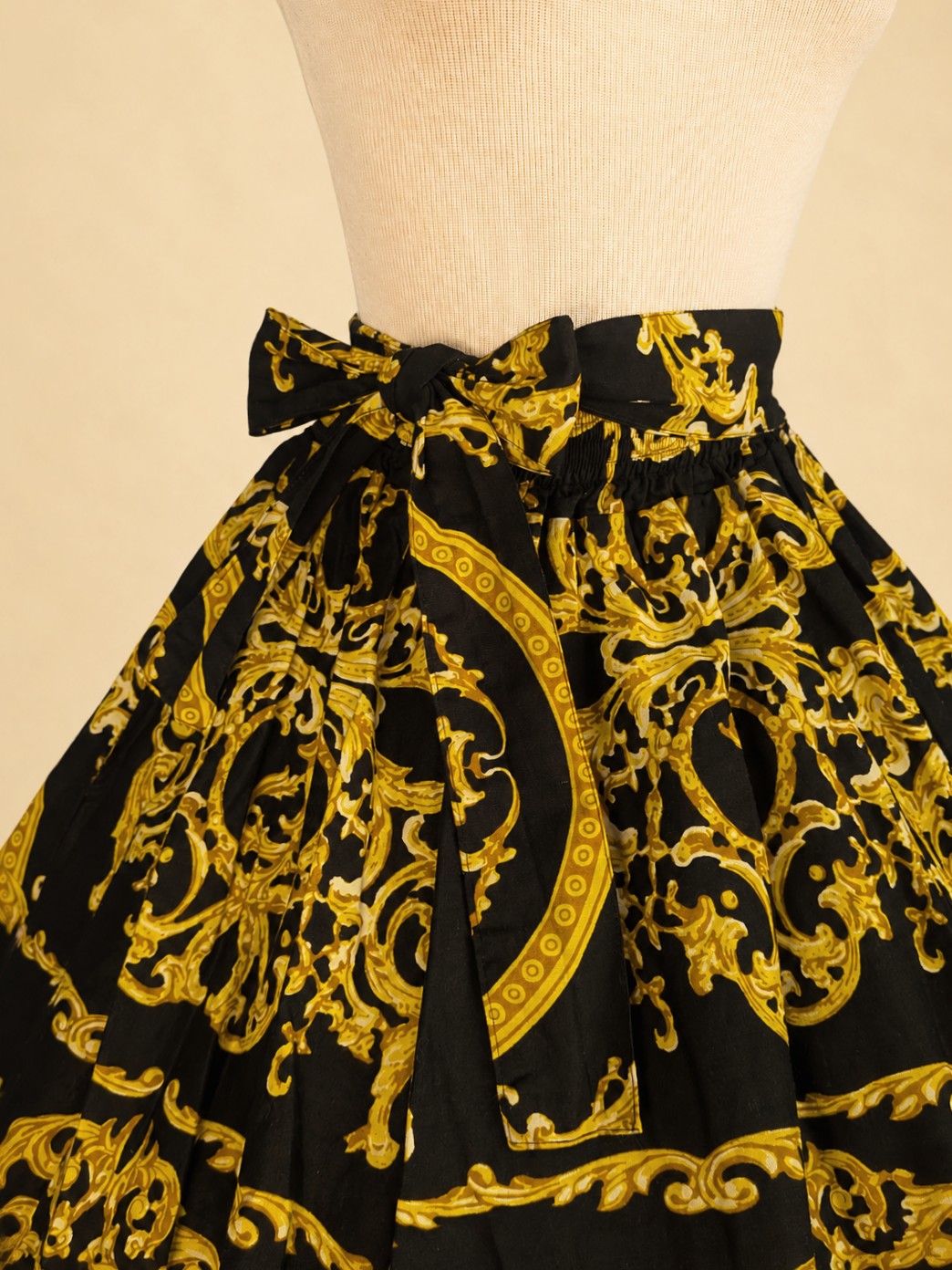 Black and Gold Baroque Print Skirt