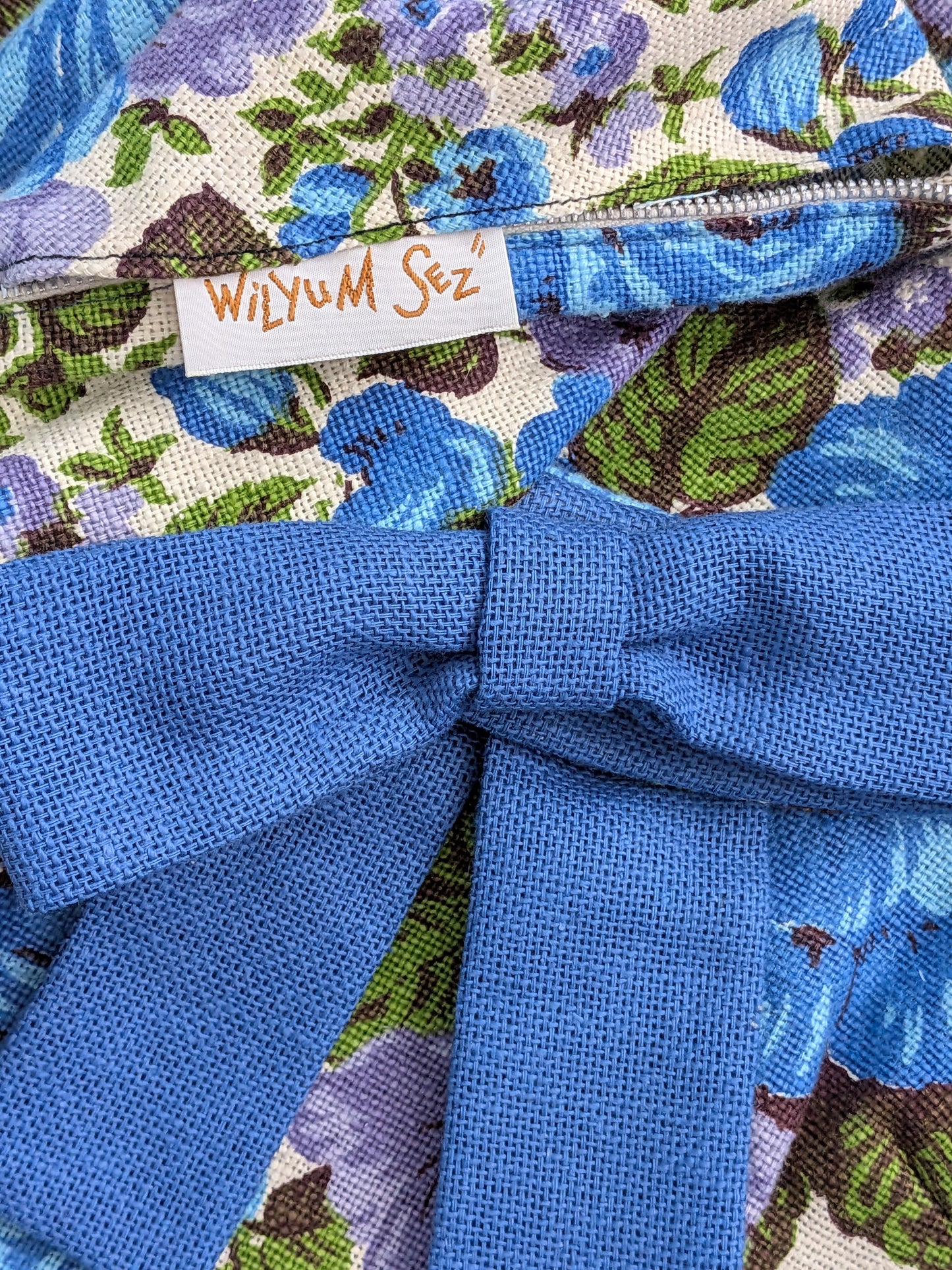 Vintage Mid-Century "Wilyum Sez" Blue & Purple Floral Sack Dress