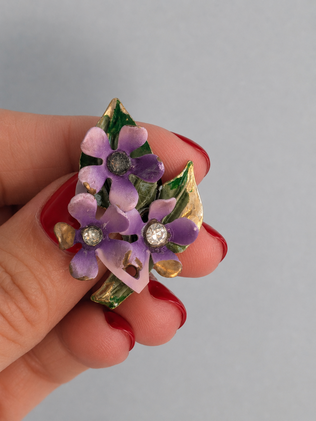 Vintage Mid-Century Purple Flower Earrings
