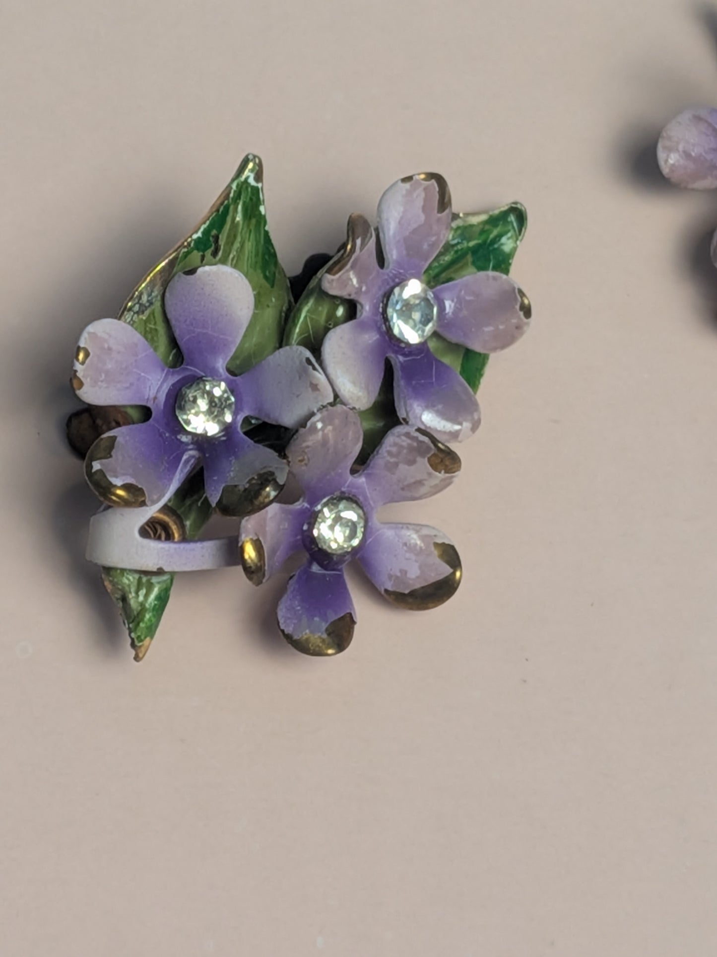 Vintage Mid-Century Purple Flower Earrings