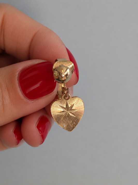 Vintage Mid-Century Golden Heart Starburst Earrings
