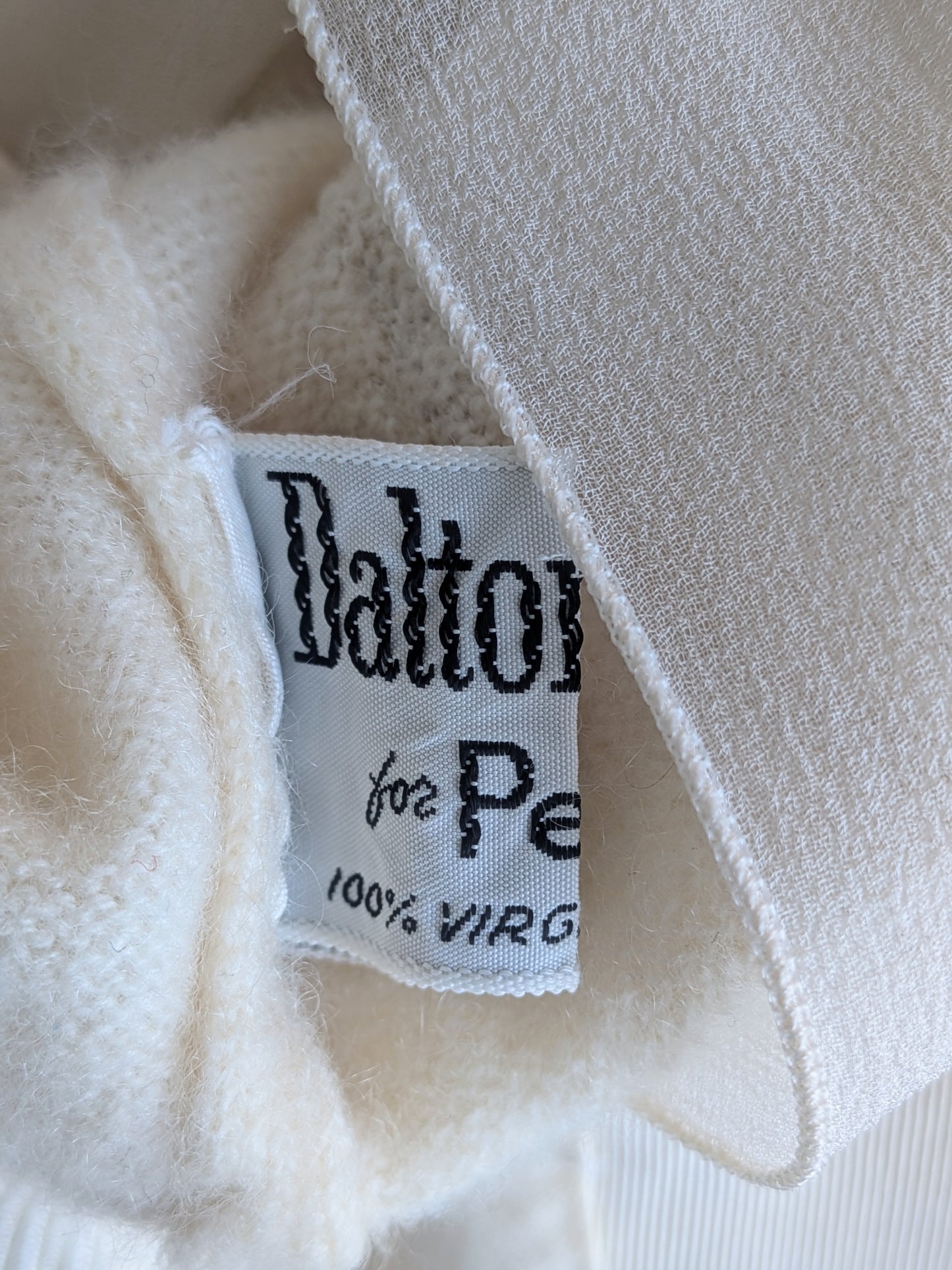 Vintage 1950s Dalton Ivory Hand Embroidered Cashmere Cardigan