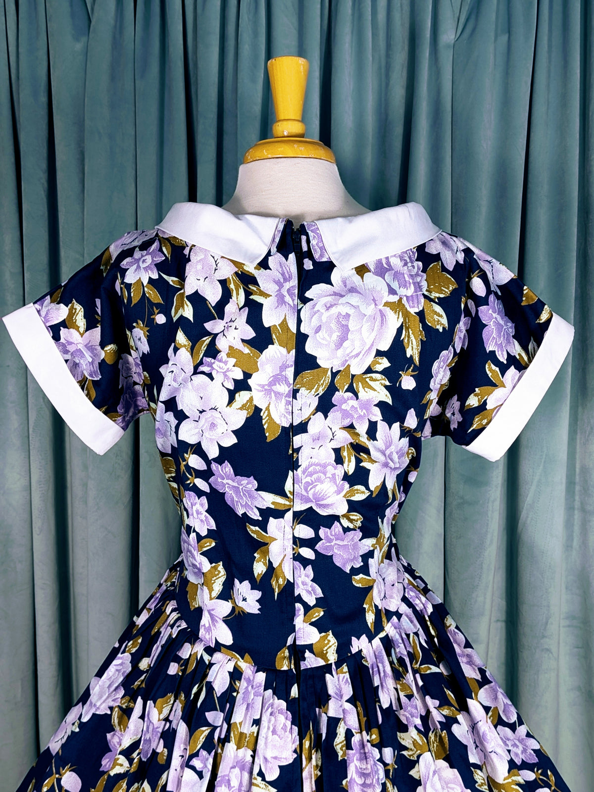 Unique Vintage 1950s Style Purple Floral Shirtwaist Dress