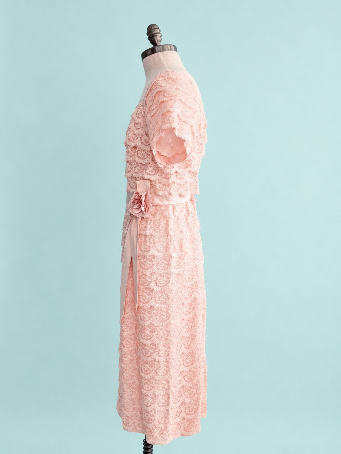 Vintage Mid-Century Pink Lace Pencil Dress