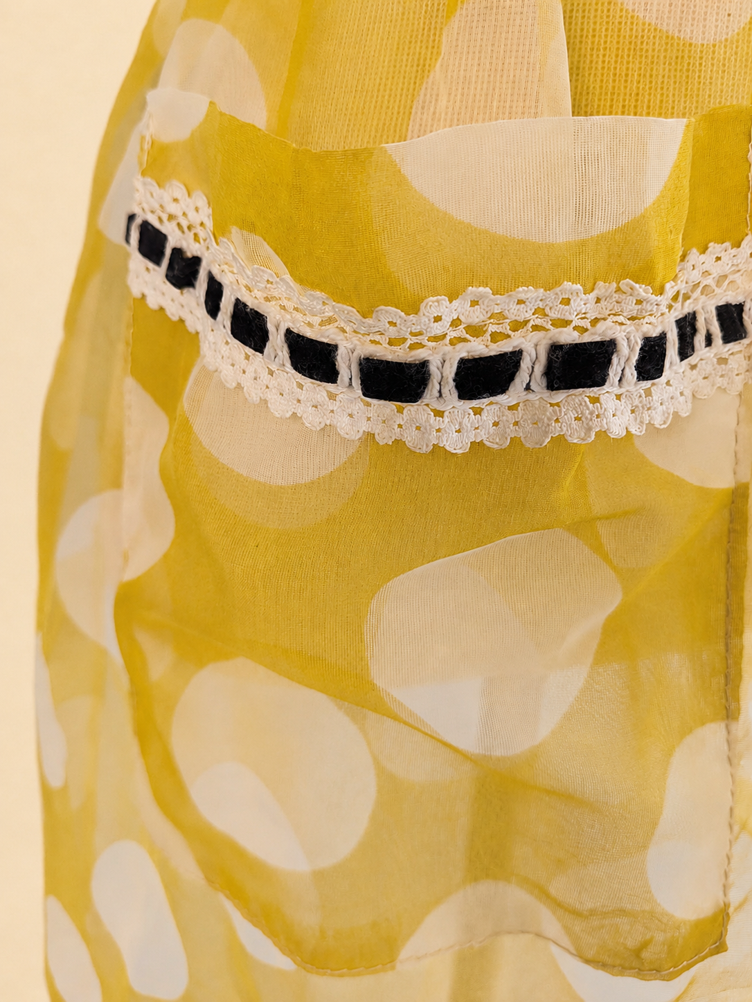 Vintage Mid-Century Yellow Polka Dot Apron