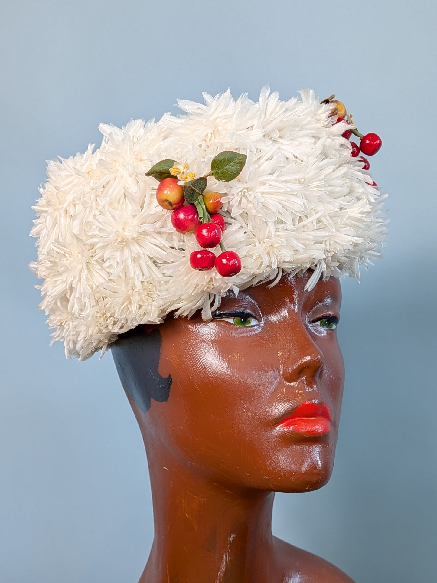 Vintage 1950s "Adelheid" Coconut & Cherries Pillbox Topper