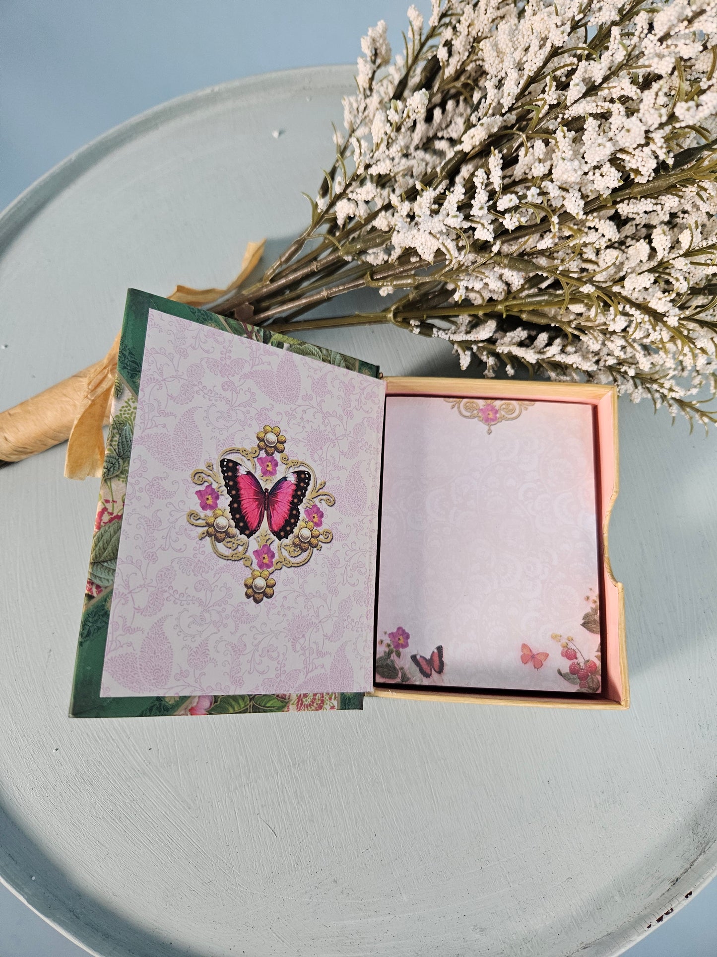 Vintage Style Mini Book Hidden Notes - Green