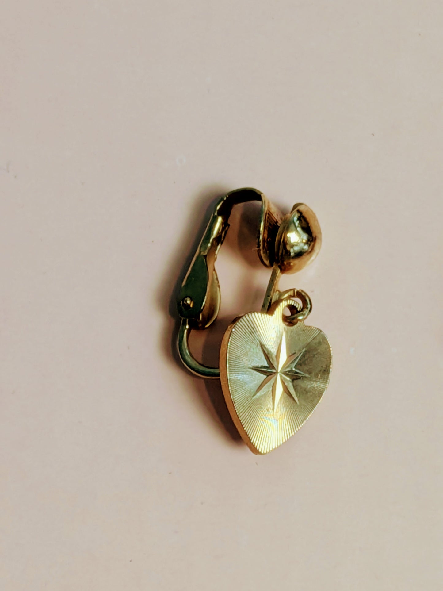 Vintage Mid-Century Golden Heart Starburst Earrings