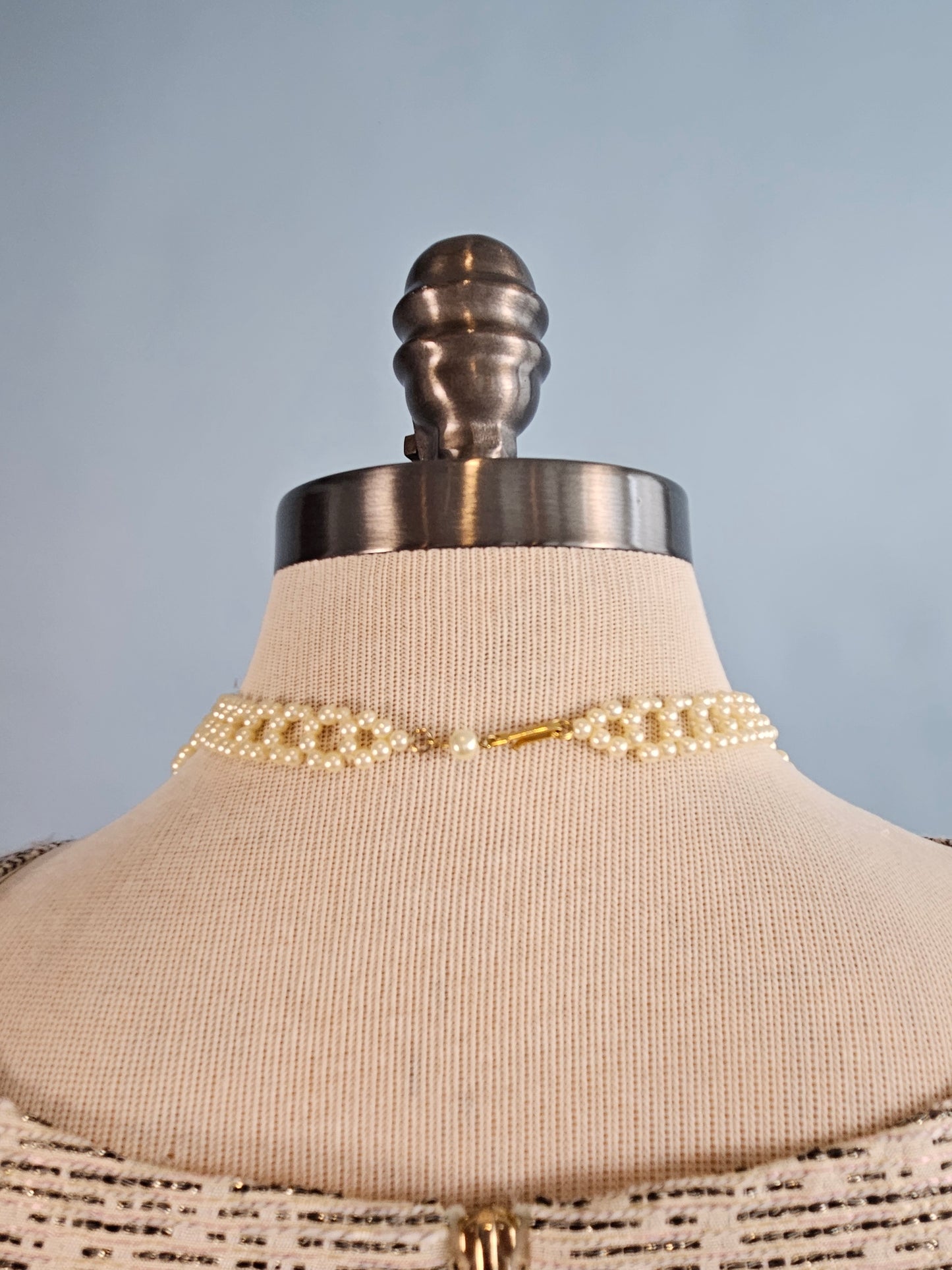 Vintage 1950s Faux Pearl Lattice Choker