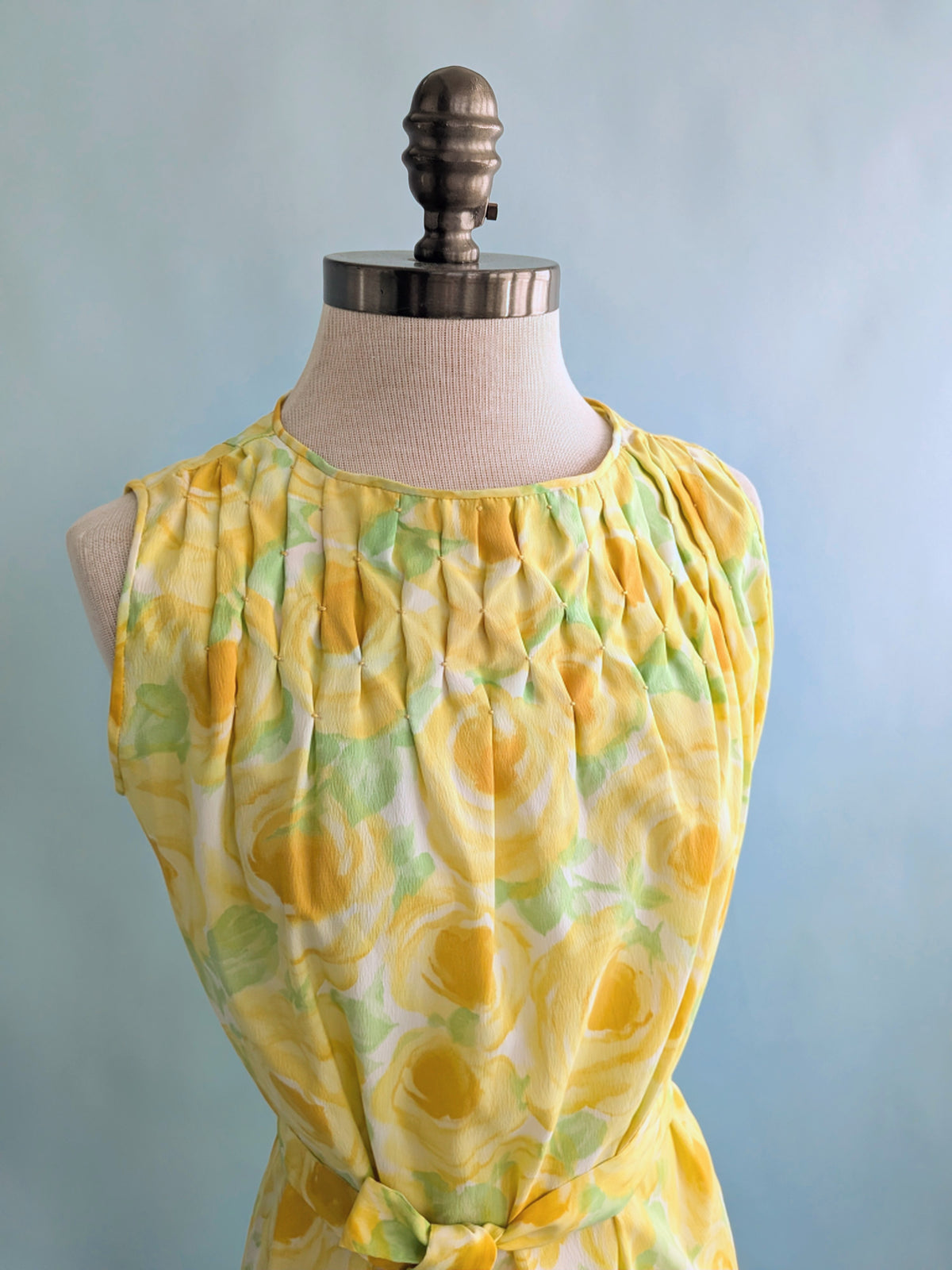 Vintage 1960s Citrus Colored Floral Shift Dress