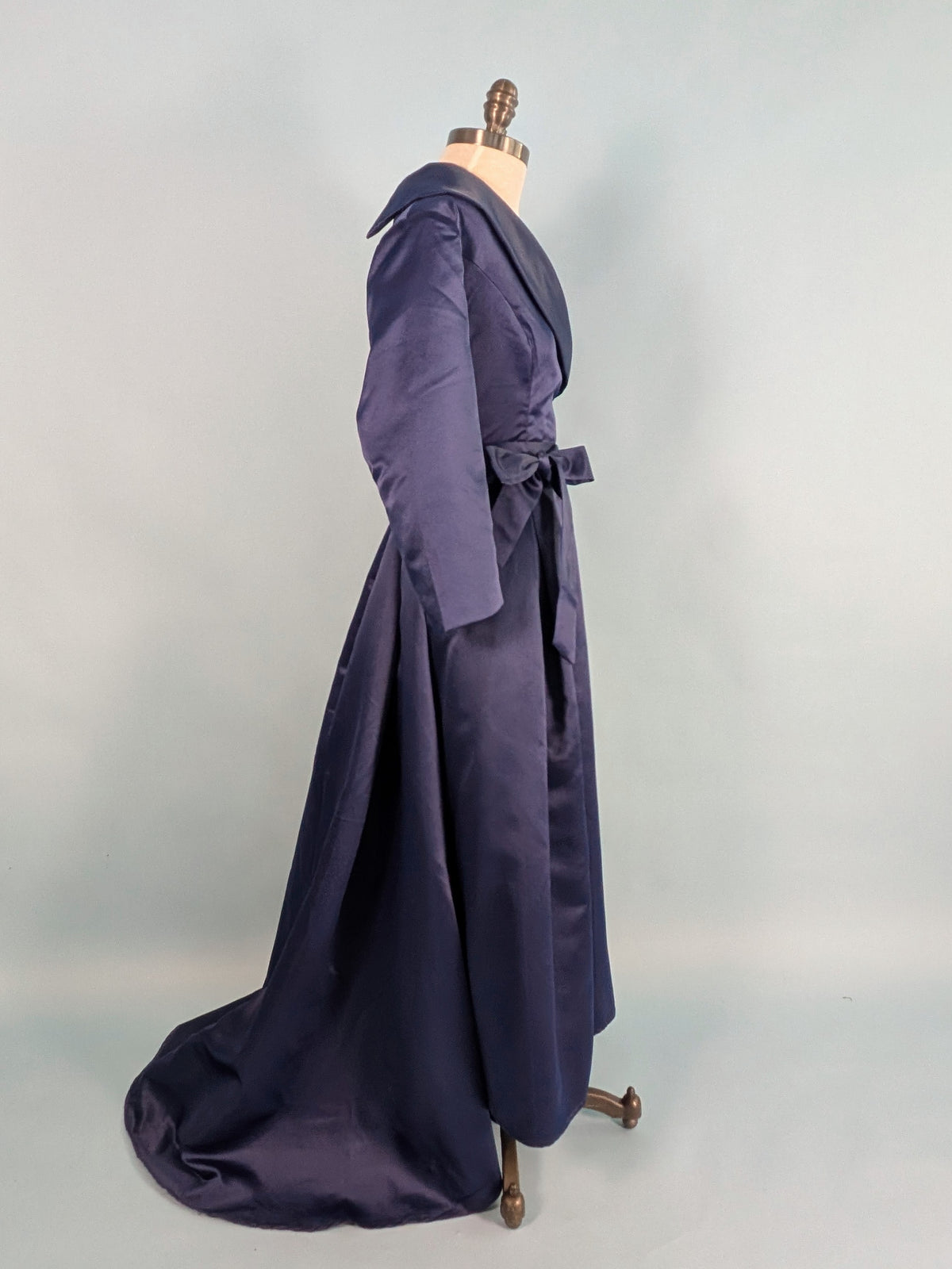 Vintage Style Navy Satin Gown
