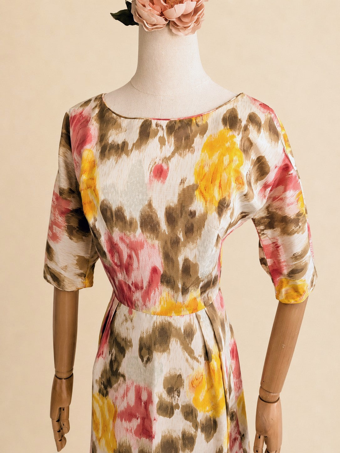 Vintage Mid-Century Floral Dress & Accessories Set