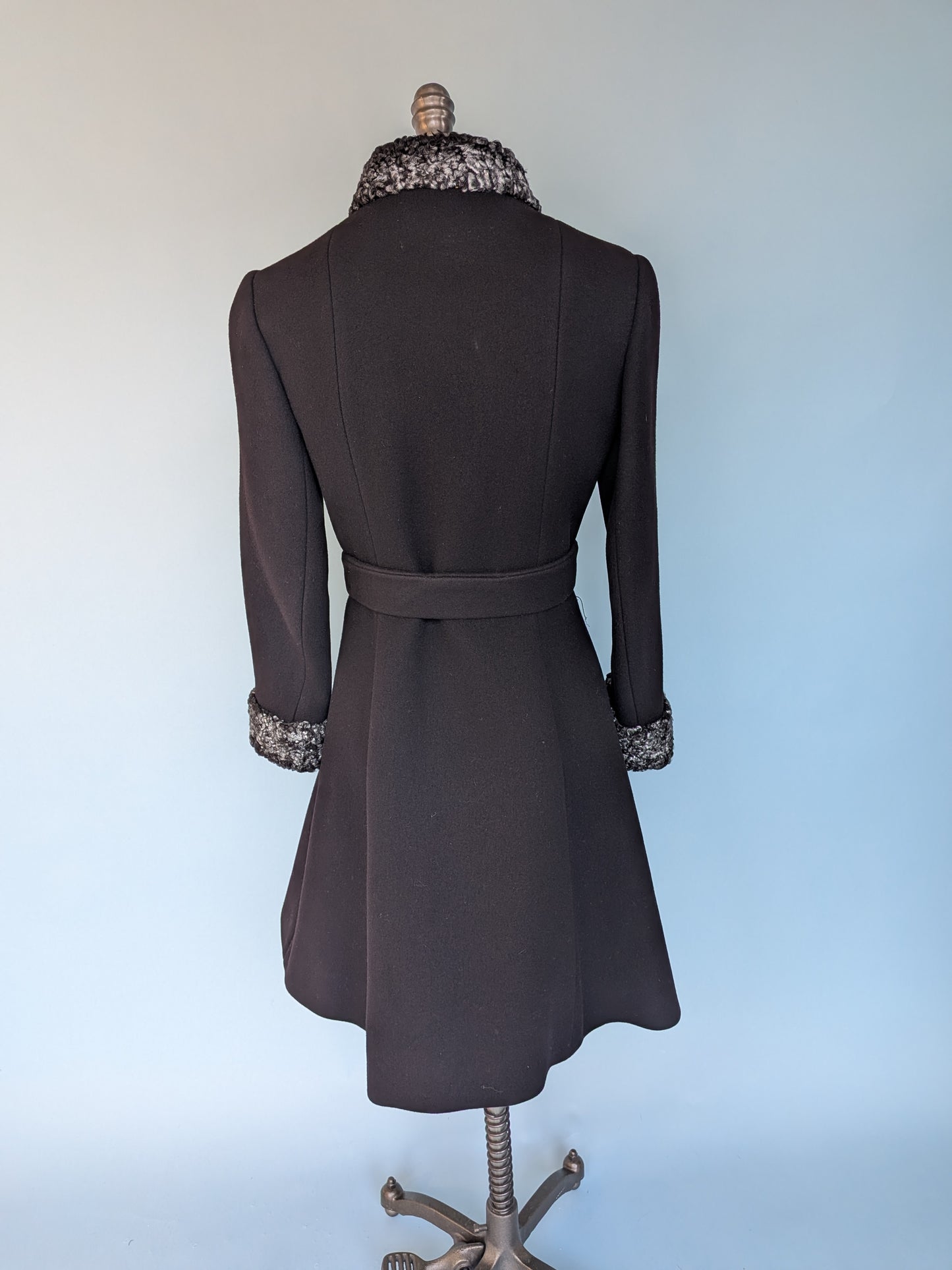Vintage 1960s Golet Original Black Wool Structured Coat